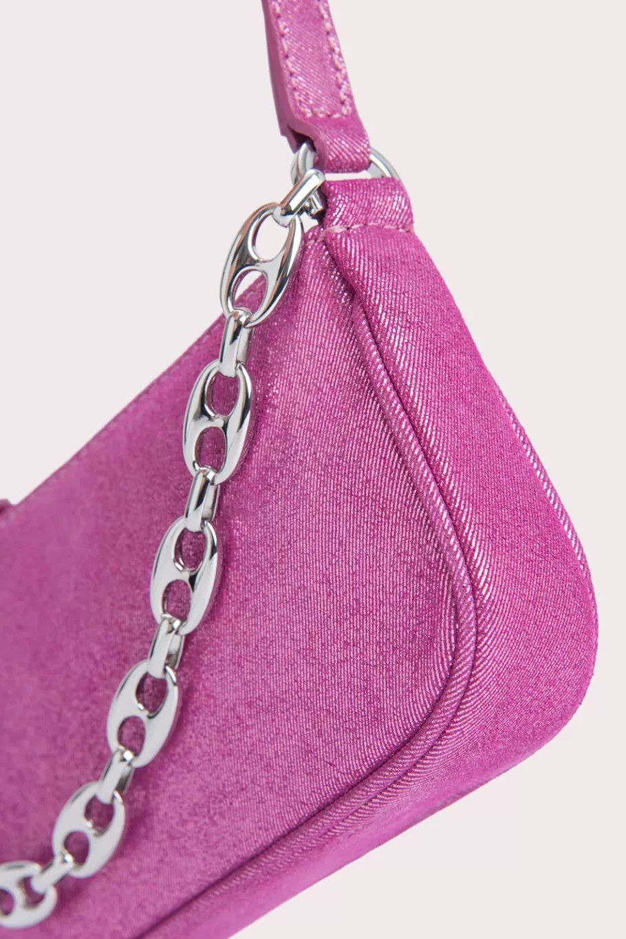 By Far o1mle1224 Size : OS/Jeans Lame Leather Mini Bag in Pink Size ONE SIZE - 3 Thumbnail
