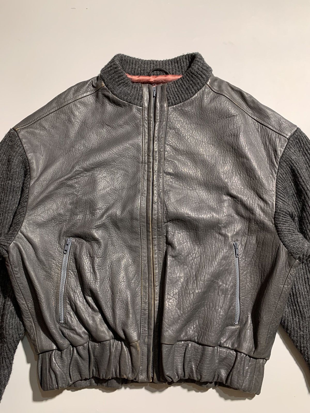Yves Saint Laurent VINTAGE 80s YSL WOOL LEATHER BLEND JACKET Size US S / EU 44-46 / 1 - 2 Thumbnail