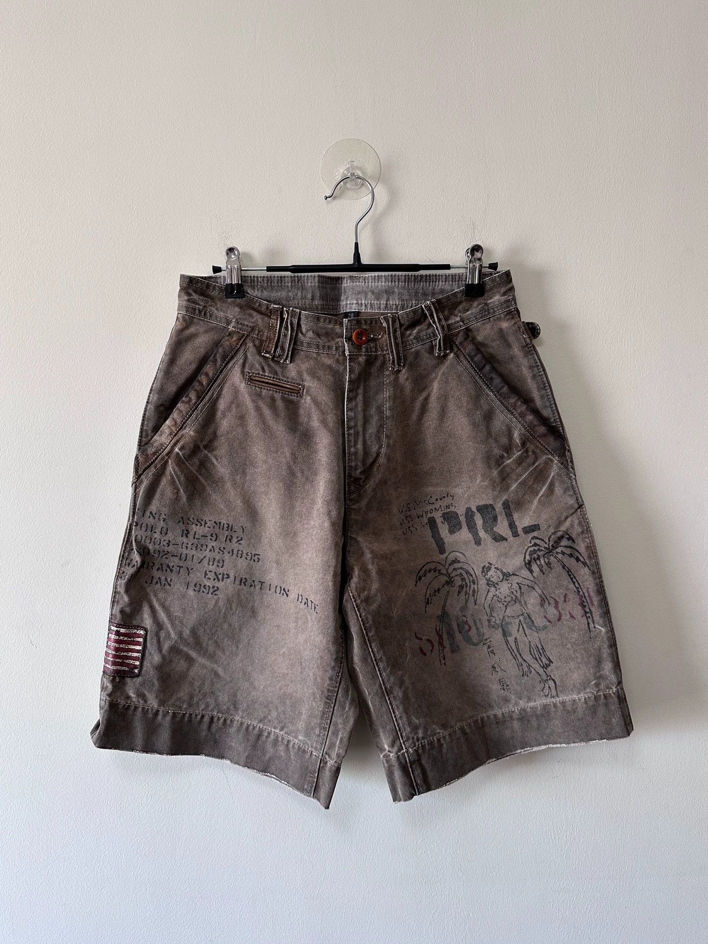Polo Ralph Lauren Vintage 90s Ralph Lauren Military Leather Panel Shorts Size US 28 / EU 44 - 1 Thumbnail