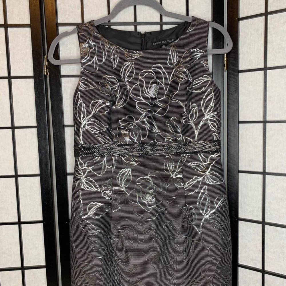 Other Nipon Sheath Flower Sleeveless Dress Silver Grey Small 2 Size ONE SIZE - 5 Thumbnail