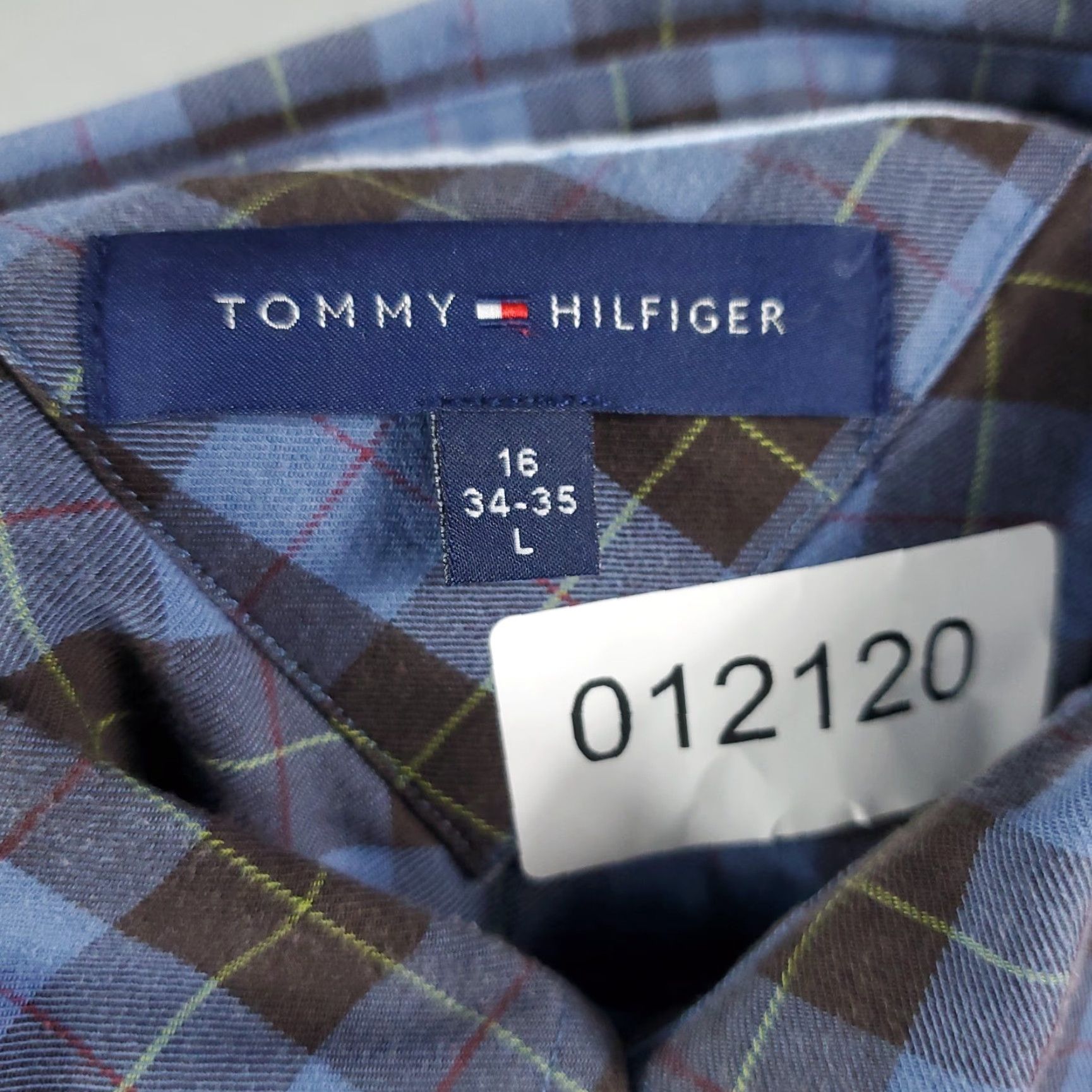 Tommy Hilfiger Tommy Hilfiger Blue Brown Plaid Button-Up Shirt Men's Large 16 34/35 Regular Fit Casual Size US L / EU 52-54 / 3 - 6 Thumbnail