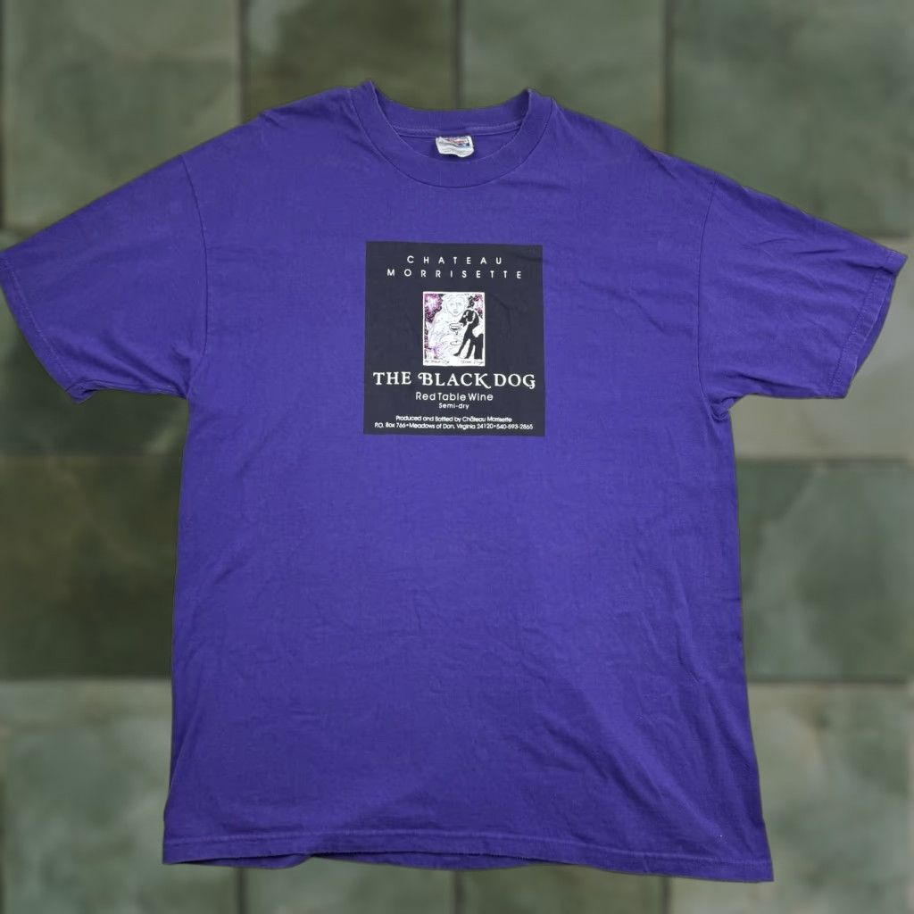 Hanes VINTAGE The Black Dog Red Wine Shirt Adult XL Purple 90s USA Hanes T-Shirt Mens Short Sleeve Crew Neck Size US XL / EU 56 / 4 - 1 Thumbnail