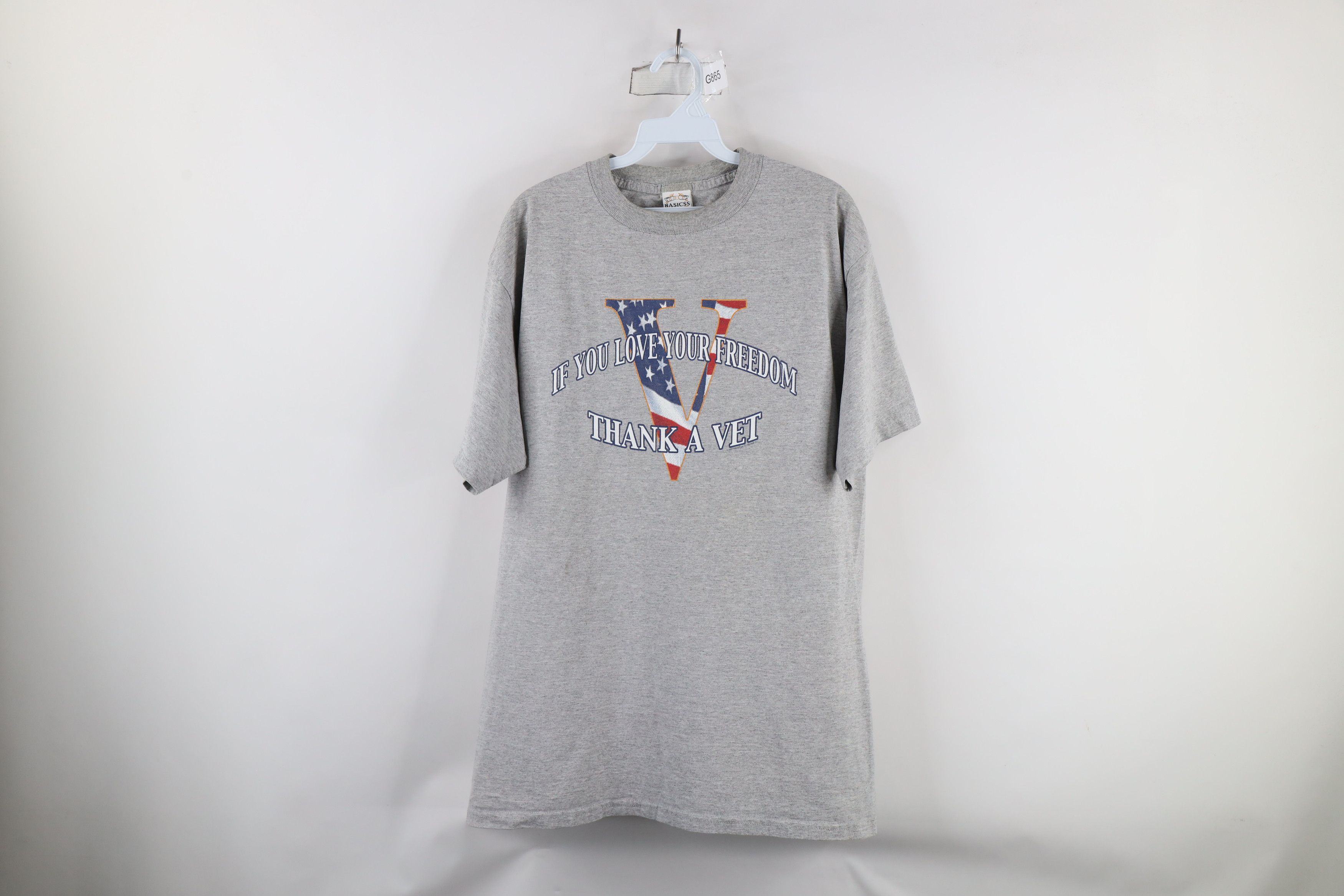 Vintage Vintage Y2K 2000 Love Your Freedom Thank A Vet T-Shirt Gray Size US L / EU 52-54 / 3 - 1 Thumbnail