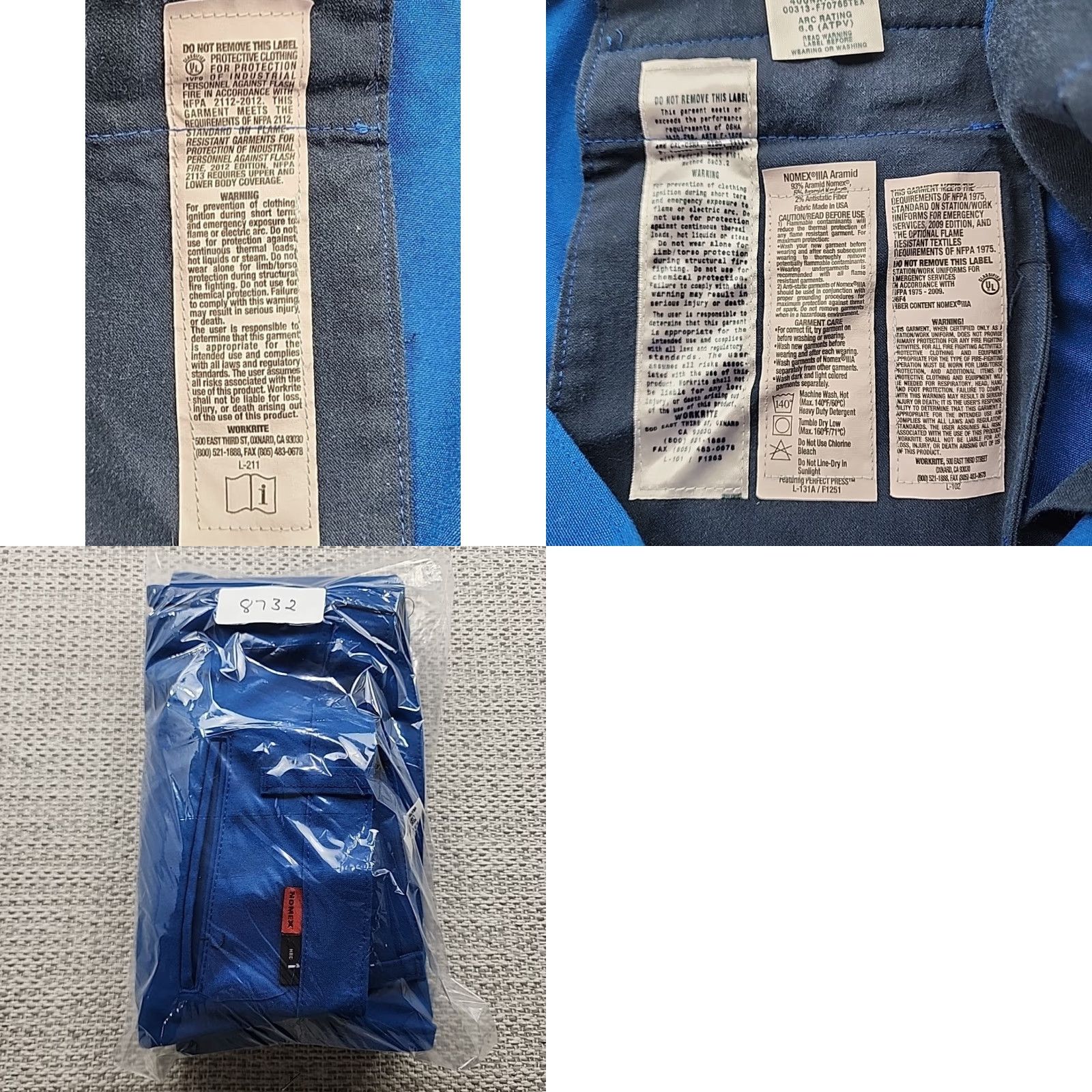 Vintage Workrite FR Pants 44x33 Blue Flame Resistant Nomex 2112 Cat 1 Arc 6.6 Mens Pants Blue Nomex 44 33 Arc Rated Workrite FR Size US 44 / EU 60 - 9 Thumbnail