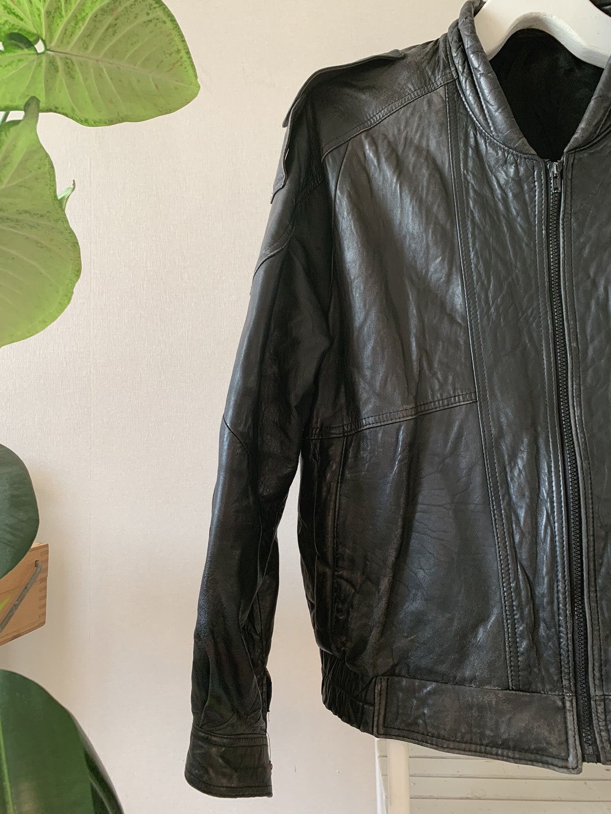 Vintage 90s Y2K Faded Leather Bomber Jacket ysl gucci yohji yamamoto Size US M / EU 48-50 / 2 - 3 Thumbnail