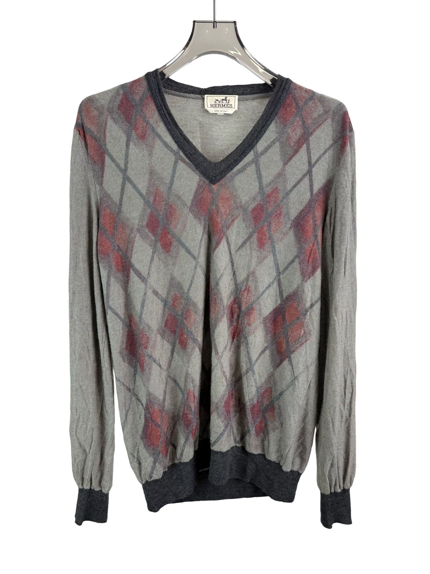 Hermes Hermes Argyle Cashmere V-Neck Sweater XXL Size US XXL / EU 58 / 5 - 1 Thumbnail