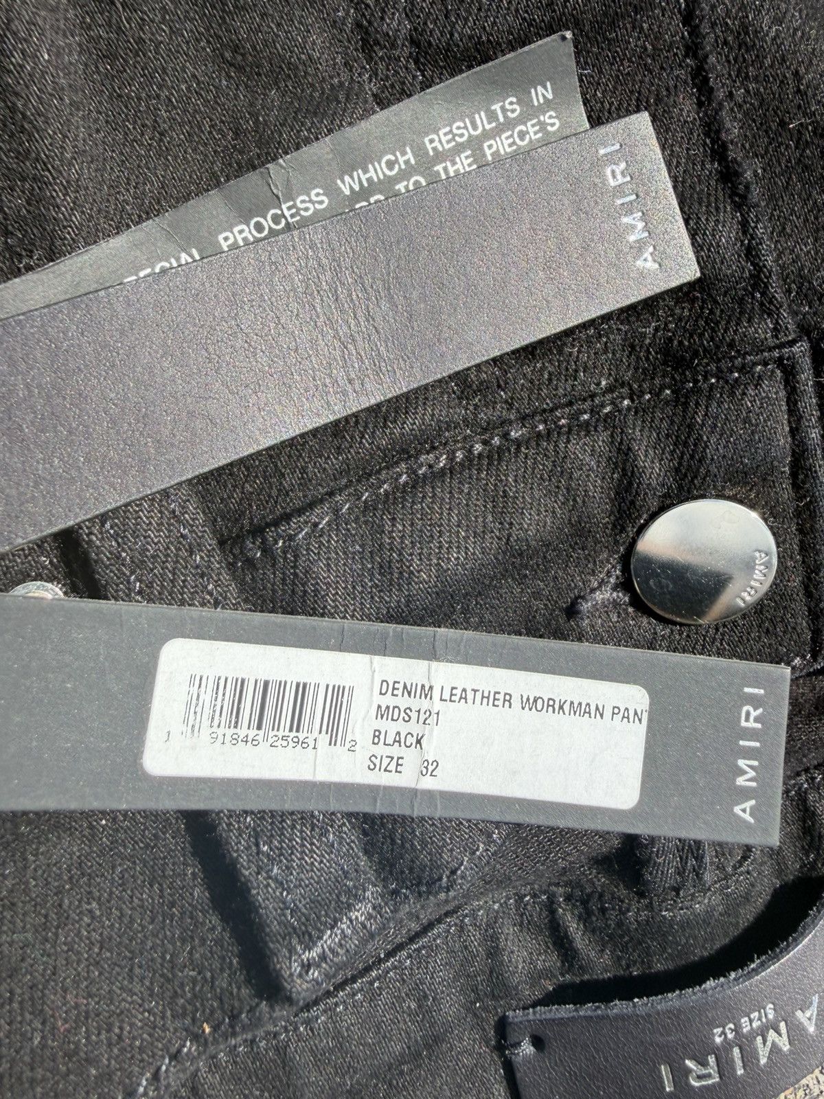 Amiri Amiri Black Denim Leather Workman Pants Size US 32 / EU 48 - 3 Thumbnail