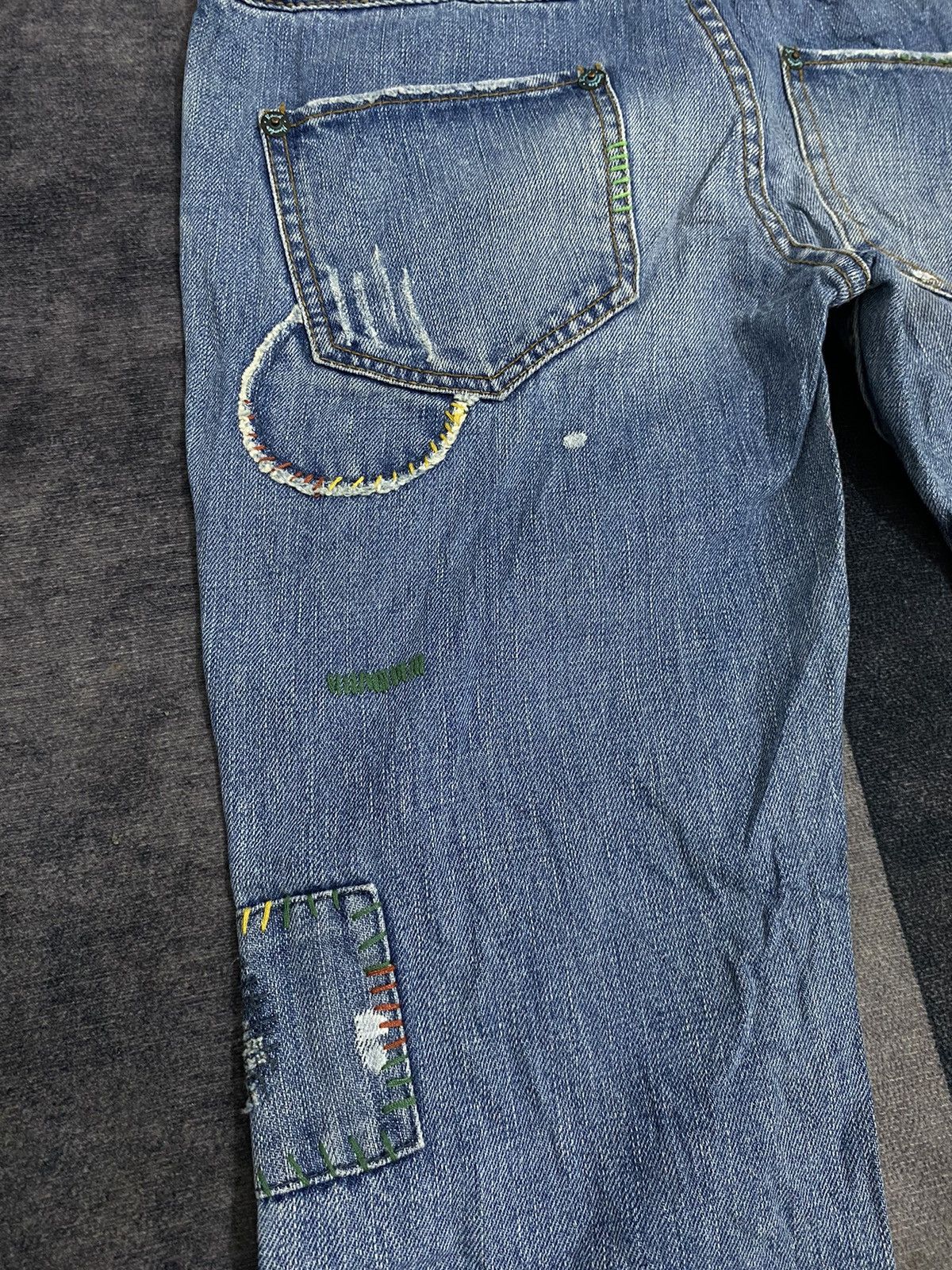 Hysteric Glamour BACK NUMBER DISTRESSED FLARE BOOT CUT DENIM PANTS Size US 32 / EU 48 - 9 Thumbnail