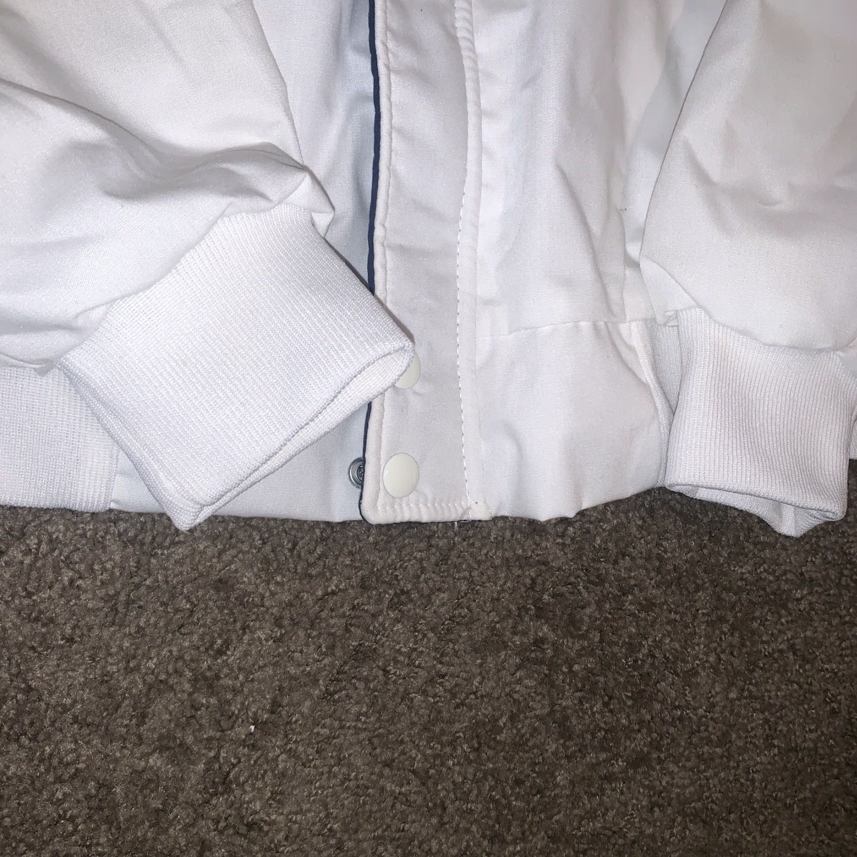 VINTAGE Dunbrooke NAPA Bomber Jacket Made In USA Full Zip L White Satin Lined Men Jacket USA Vintage Bomber Theme 70s 80s