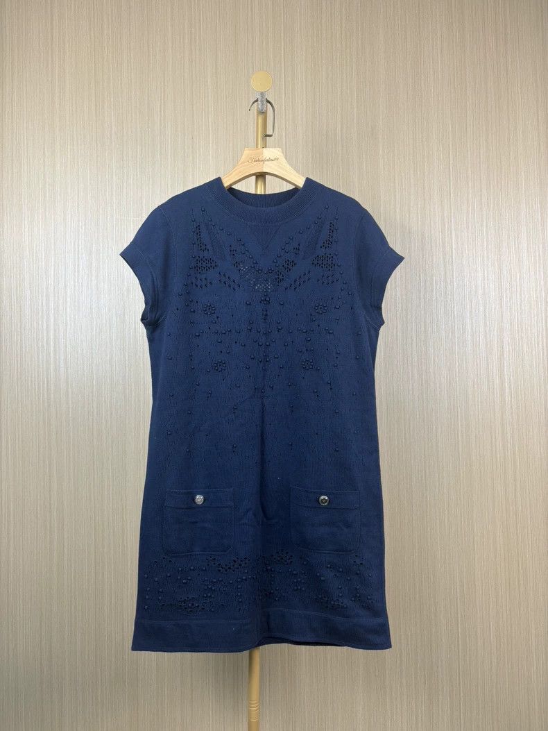 Chanel Chanel Navy Blue Knit Dress - dmc Size M / US 6-8 / IT 42-44 - 1 Thumbnail