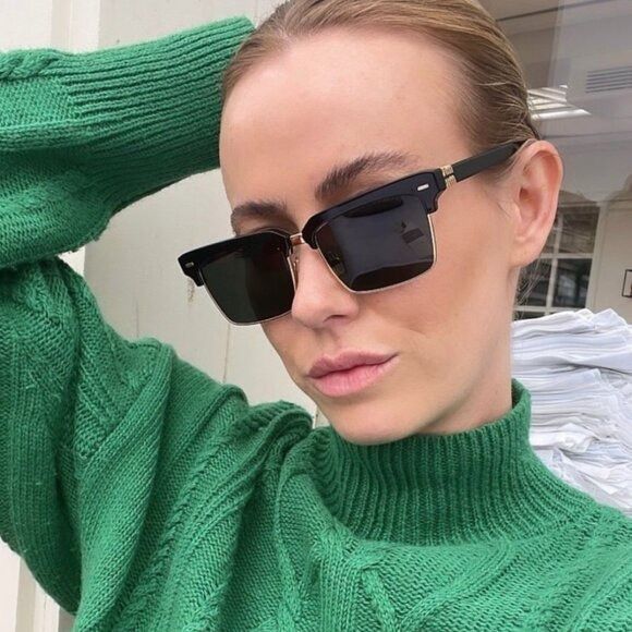 Miu Miu Miu Miu MU10ZS 1AB5S0 Sunglasses Black\Gold Browline Frame Size ONE SIZE - 9 Thumbnail