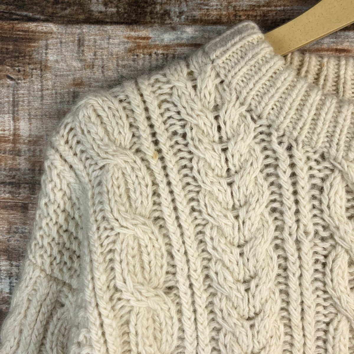 Japanese Brand Traders White Hand knit cable Knitwear #A2285 Size US L / EU 52-54 / 3 - 9 Thumbnail