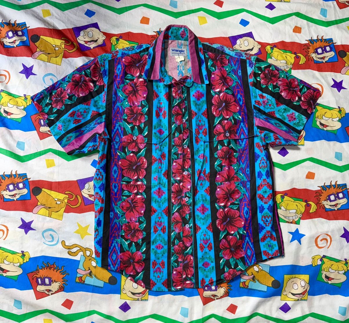 Wrangler Vintage Wrangler Aztec Flower Short Sleeve Shirt Size US M / EU 48-50 / 2 - 1 Thumbnail