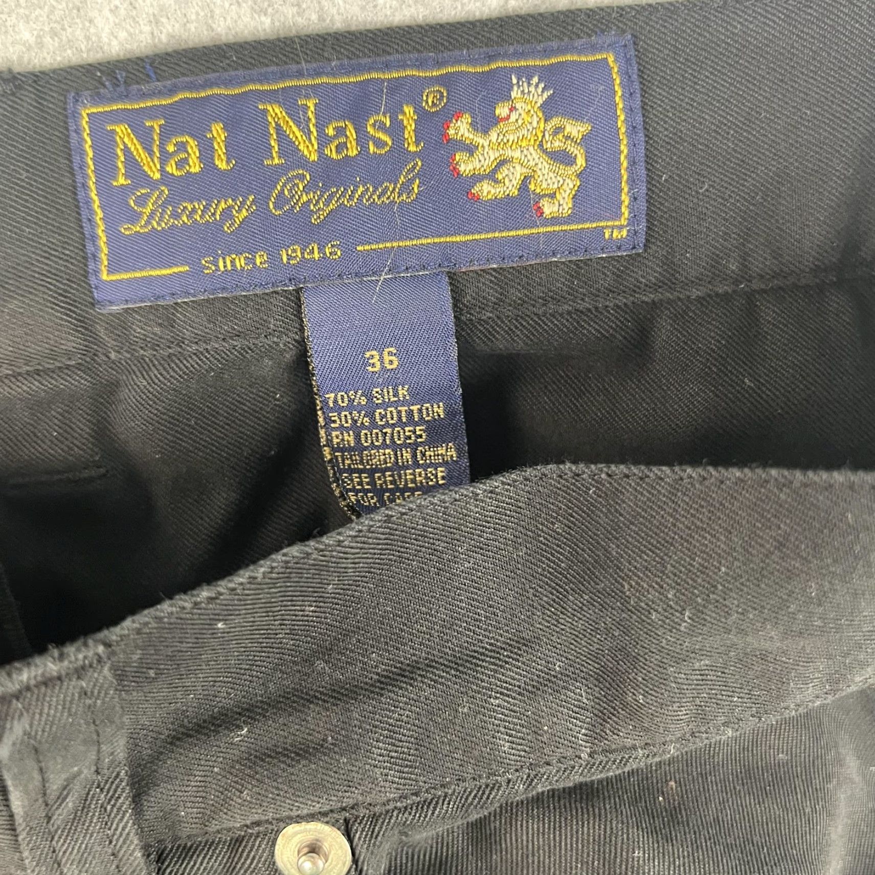Nat Nast Nat Nast Pants Mens 36 Black Straight Leg 70% Silk Cotton Blend Classic Casual Chino Regular Front Flat Front Zip Pockets Mens Size US 36 / EU 52 - 4 Thumbnail
