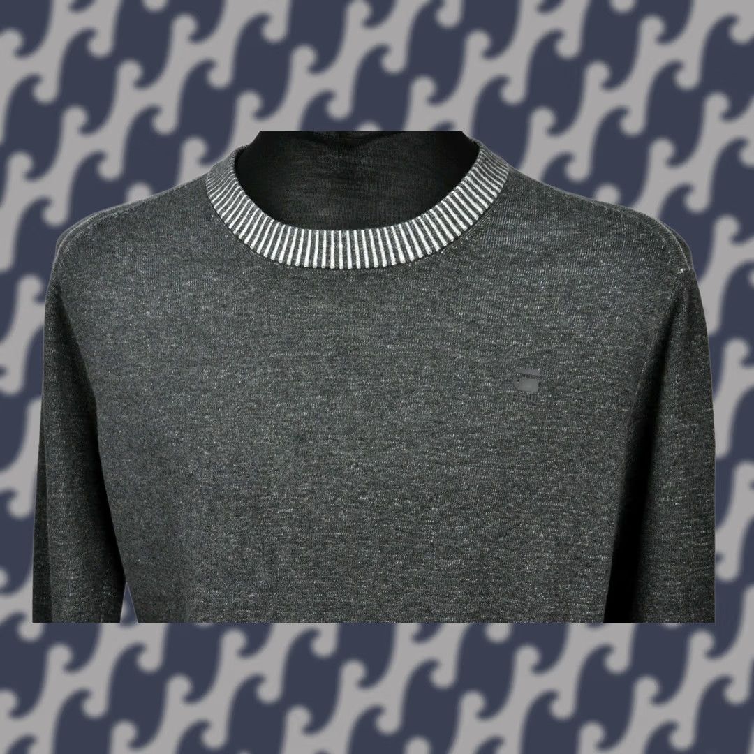 G-Star G-Star Raw Core R Plated Knit L/S Mens Crew Neck Cotton Pullover Size L Gray Knit Sweater Top Size US L / EU 52-54 / 3 - 1 Thumbnail