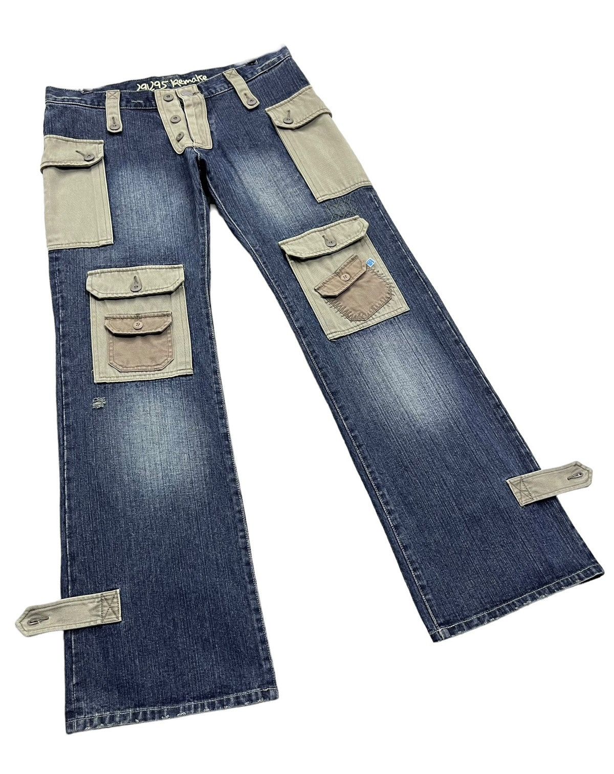 291295=Homme 291295=Homme Multi Pocket Flare Jeans Y2K Techwear Size US 32 / EU 48 - 7 Thumbnail