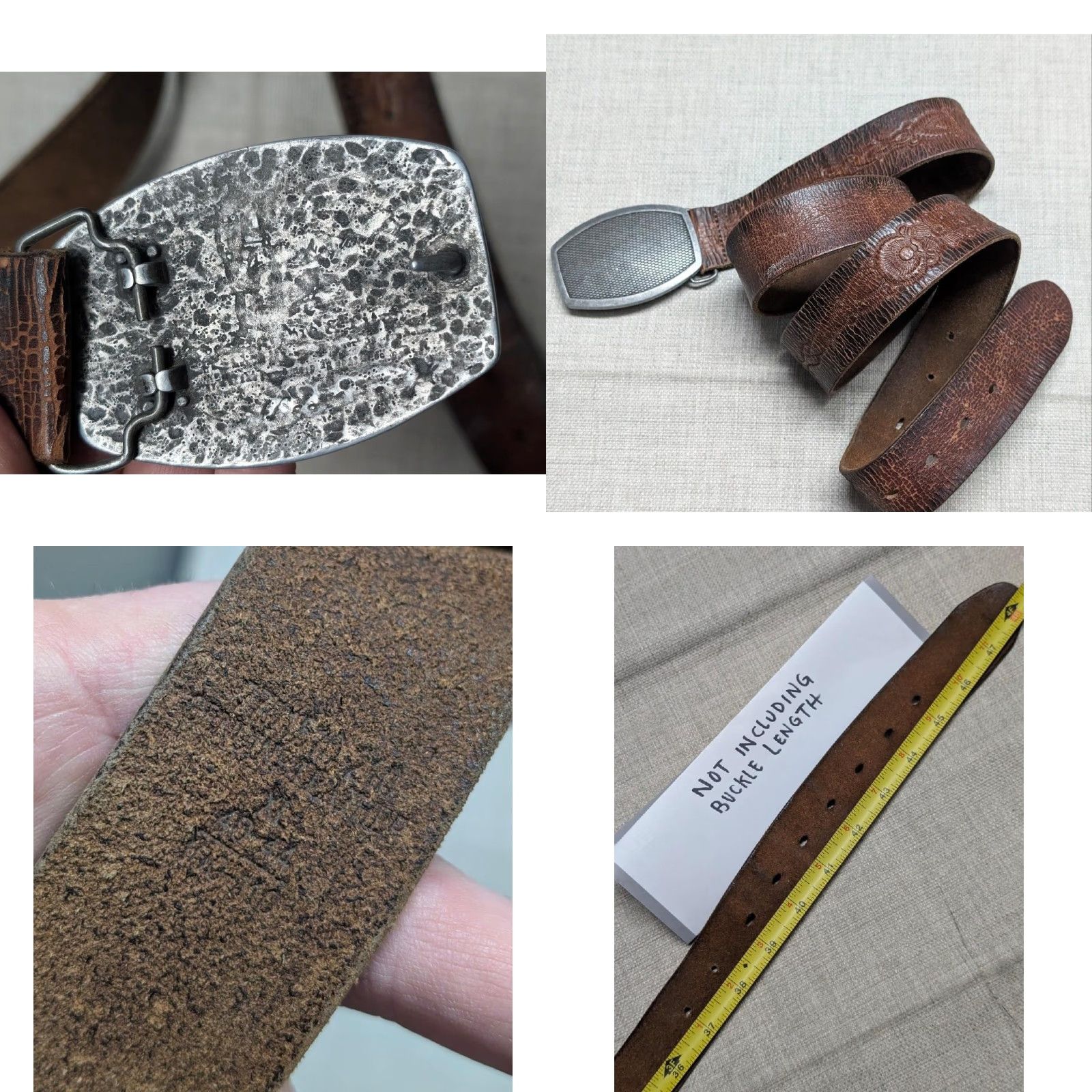 Vintage VINTAGE WESTERN BELT men 42 brown leather concho buckle rustic patina Y2K western belt Mens Size 42 - 8 Thumbnail