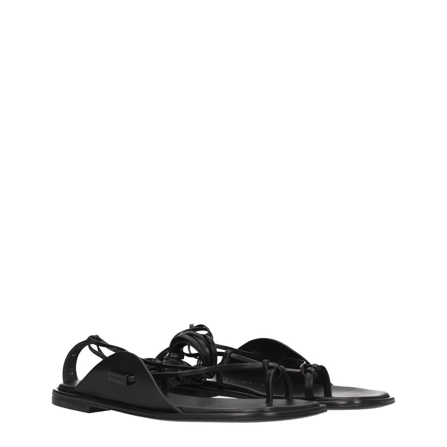 Salvatore Ferragamo ob1o1e1224 Leather Flip Flops in Black Size US 7 / IT 37 - 2 Thumbnail