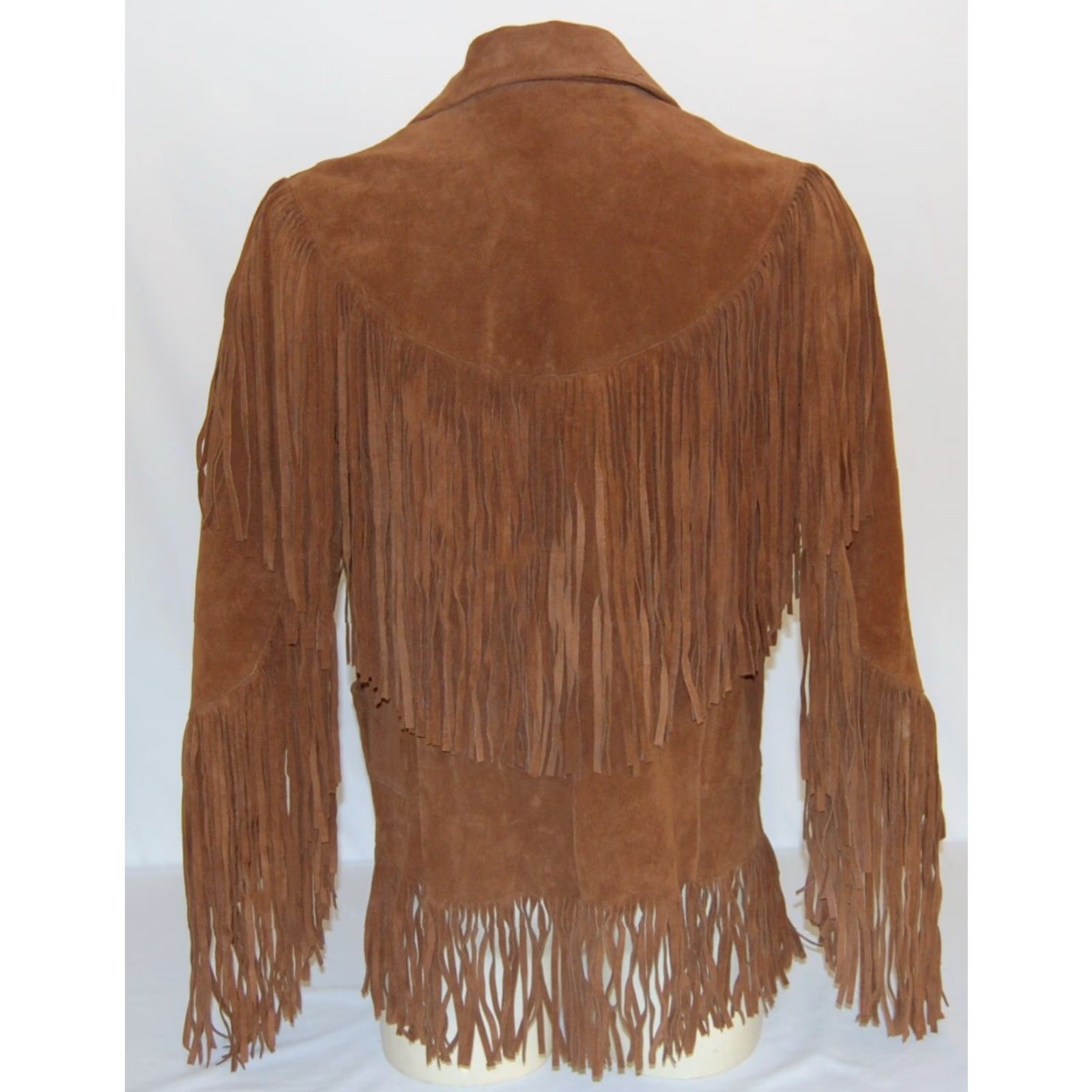 Vintage VINTAGE Pioneer Wear Men's Brown Fringe Real Leather Jacket Size 40 Retro Suede Size US XXS / EU 40 - 3 Thumbnail