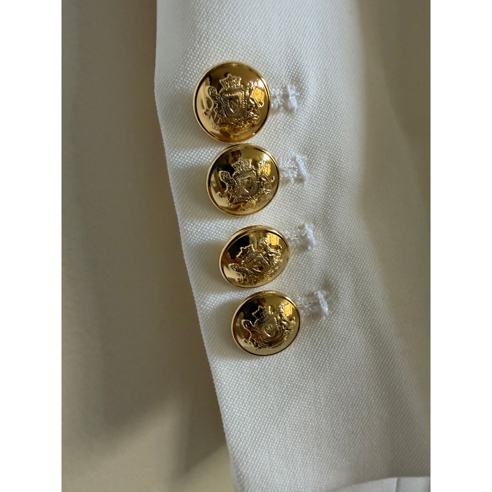 Nili Lotan Nili Lotan White Wool Blazer W/ Gold Buttons Size L / US 10 / IT 46 - 5 Thumbnail