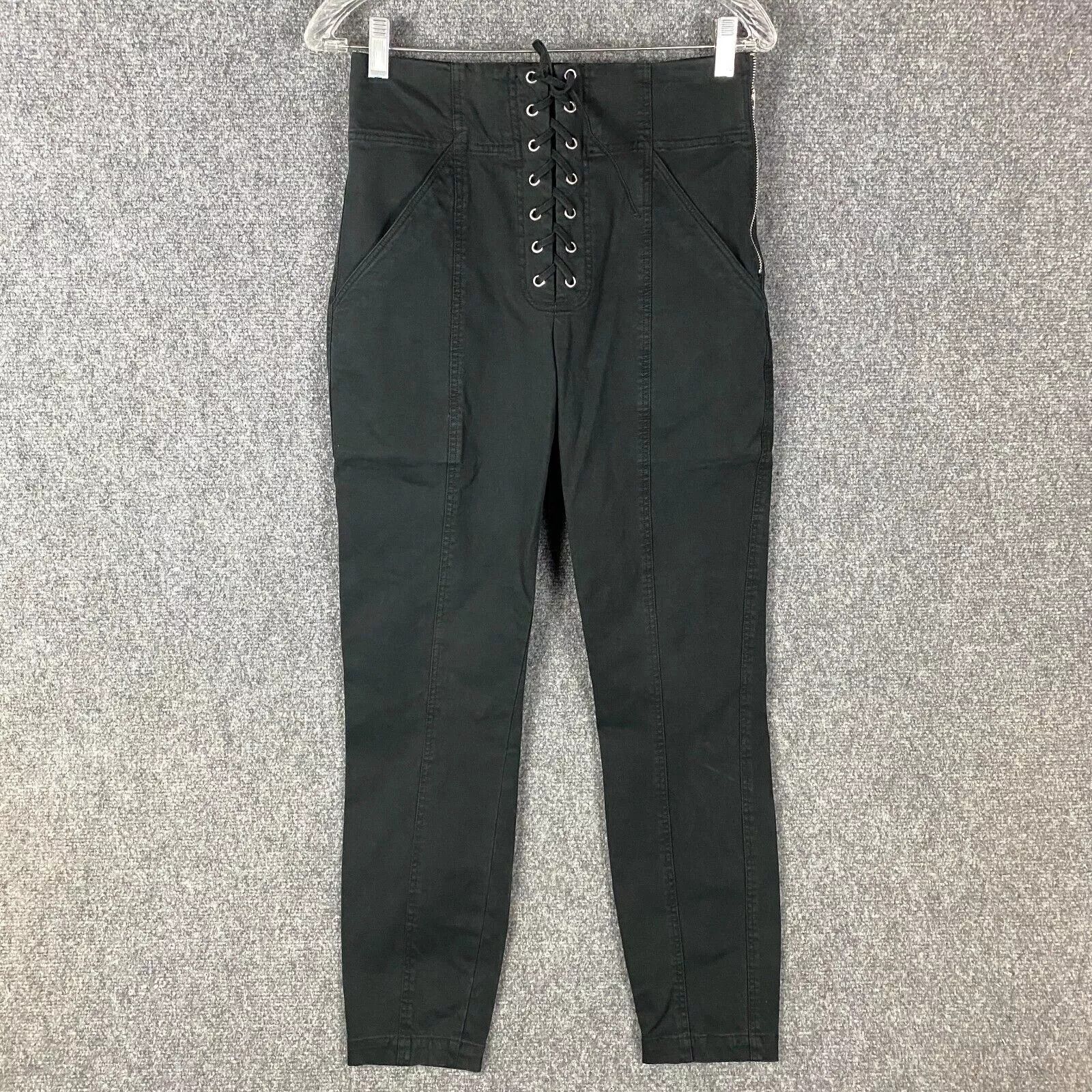 A.L.C. ALC Pants Women’s Size 6 Black Skinny Leg Lace Up Front Size 28" / US 6 / IT 42 - 1 Thumbnail