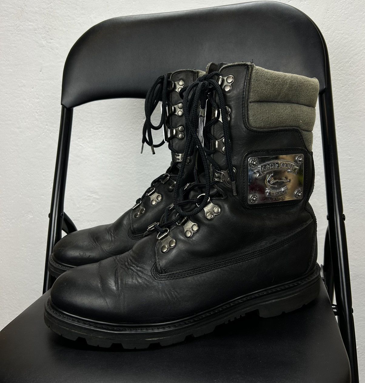 karl kani ブラック本革ブーツ Karl Kani Karl Kani Black Leather Boots Size 46 | Grailed