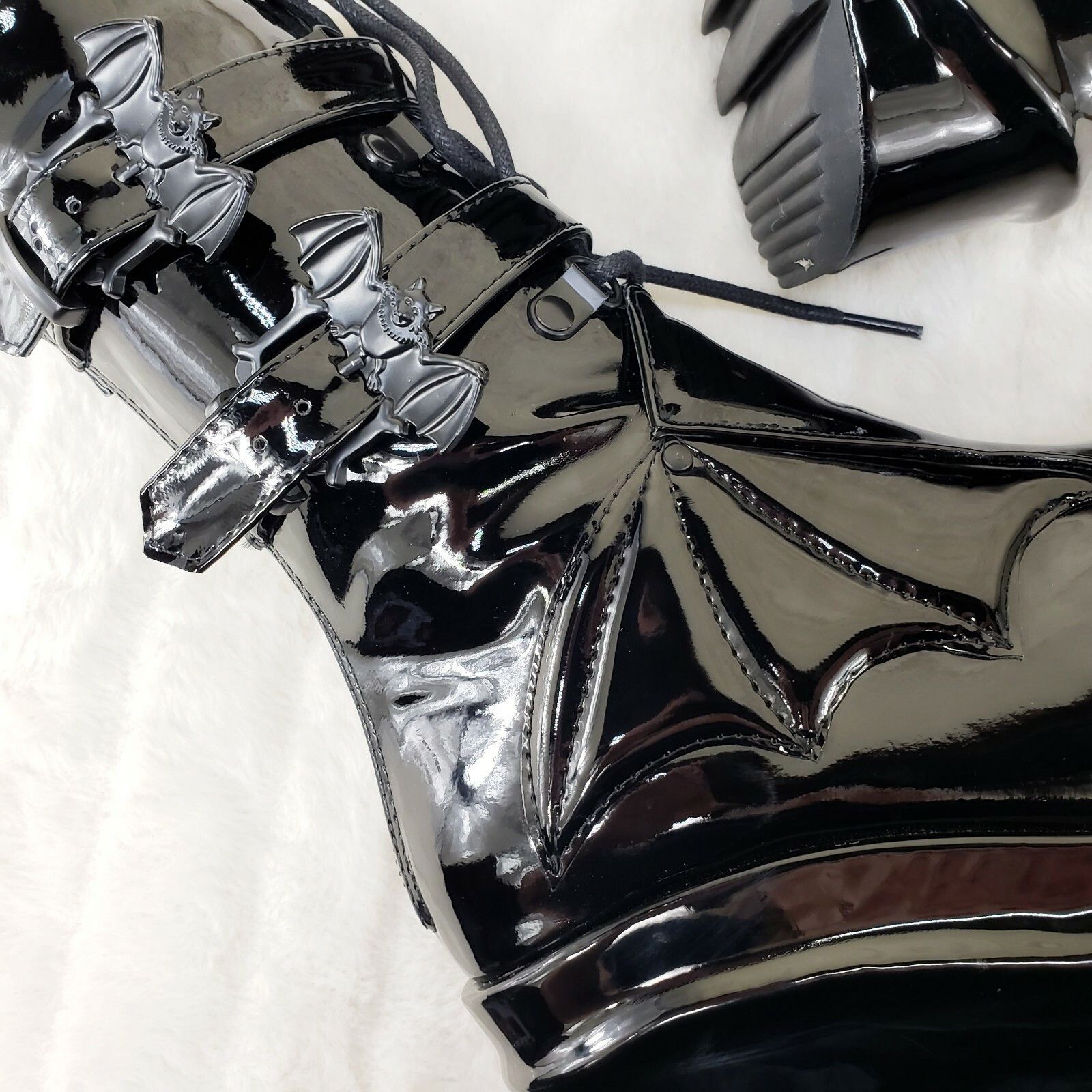 Demonia Cult DEMONIA Wave 150 Bat Wing 6" Platform Goth Mid Calf Boots Bl Size US 8 / IT 38 - 2 Thumbnail