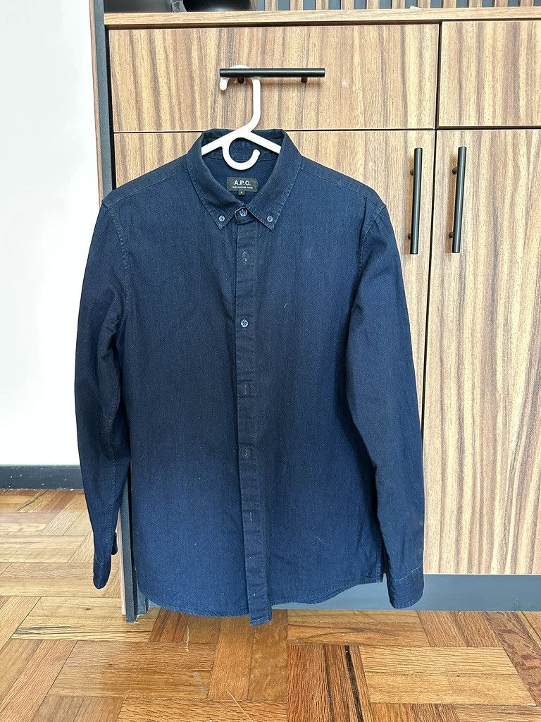A.P.C. A.P.C. Navy Button-Down Shirt Size US S / EU 44-46 / 1 - 1 Thumbnail