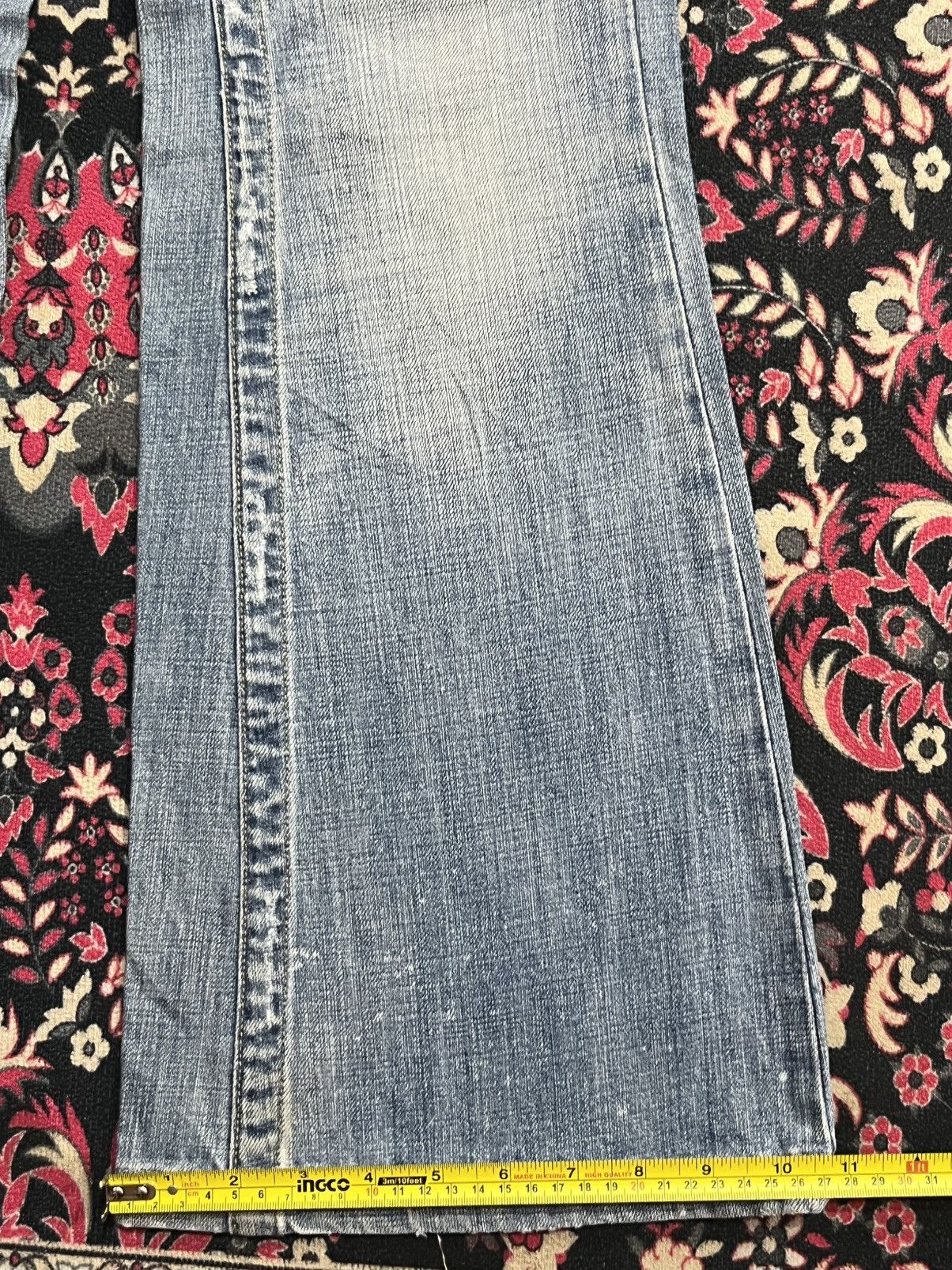 If Six Was Nine Japanese Brand Drive Jeans Blue Washed Distress Flare Dennim Size 26" / US 2 / IT 38 - 15 Thumbnail