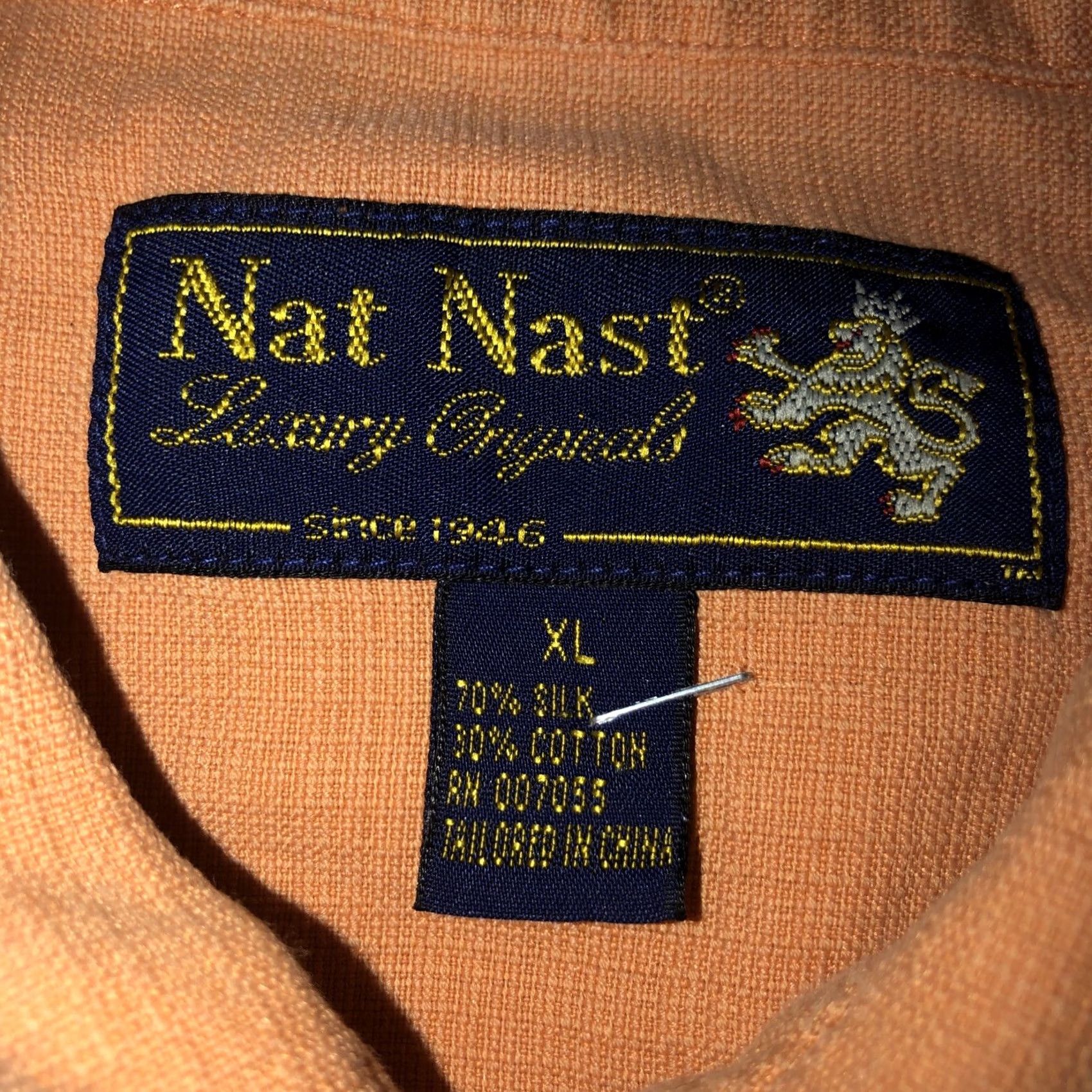 Nat Nast Nat Nast Silk Blend Orange Hawaiian Mens XL Shirt Short Sleeve Collared Button-Up Size US XL / EU 56 / 4 - 4 Thumbnail
