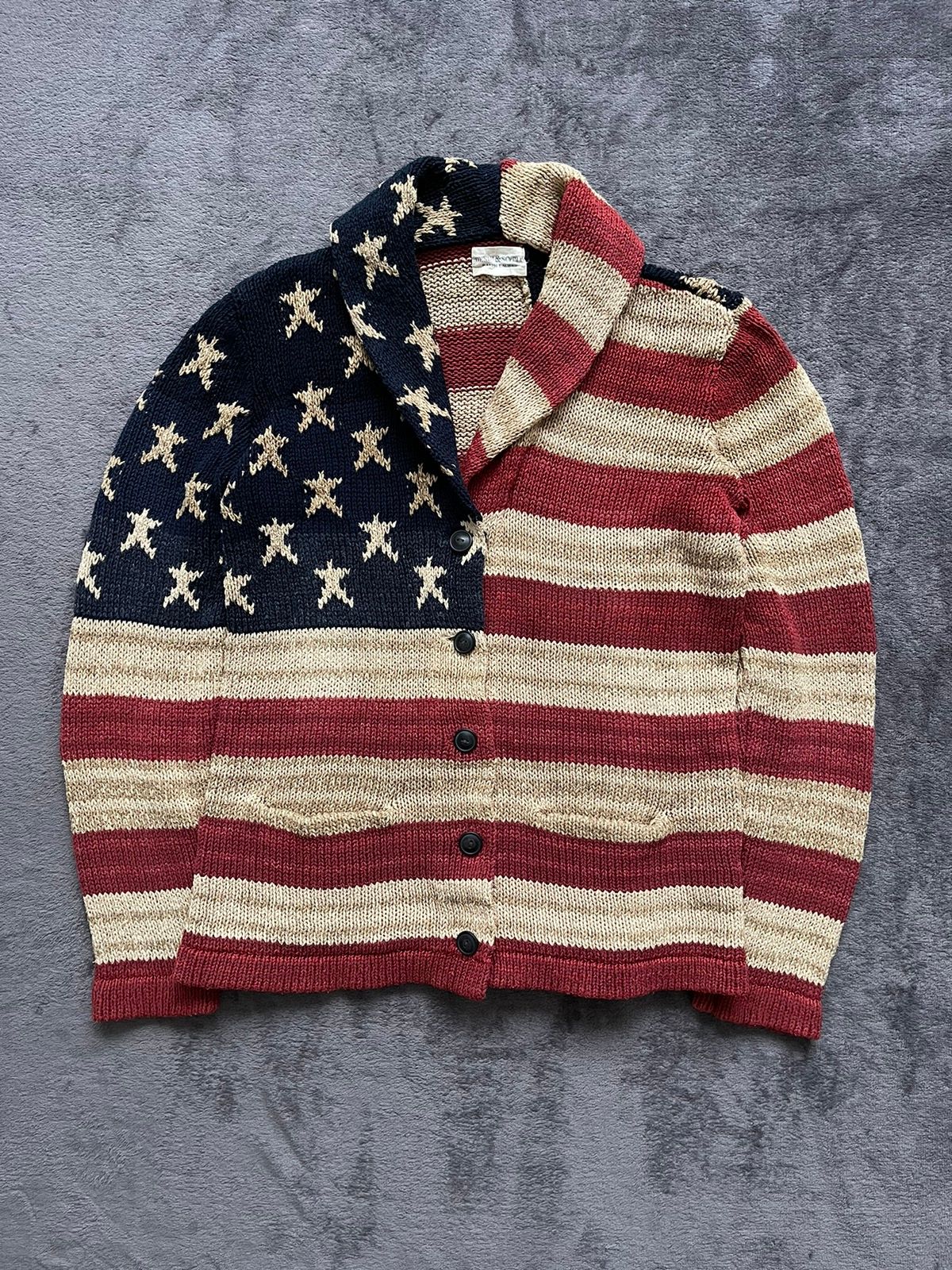 Pre-owned Denim And Supply Ralph Lauren X Polo Ralph Lauren American Flag Shawl Cardigan Pharrell Williams In Red