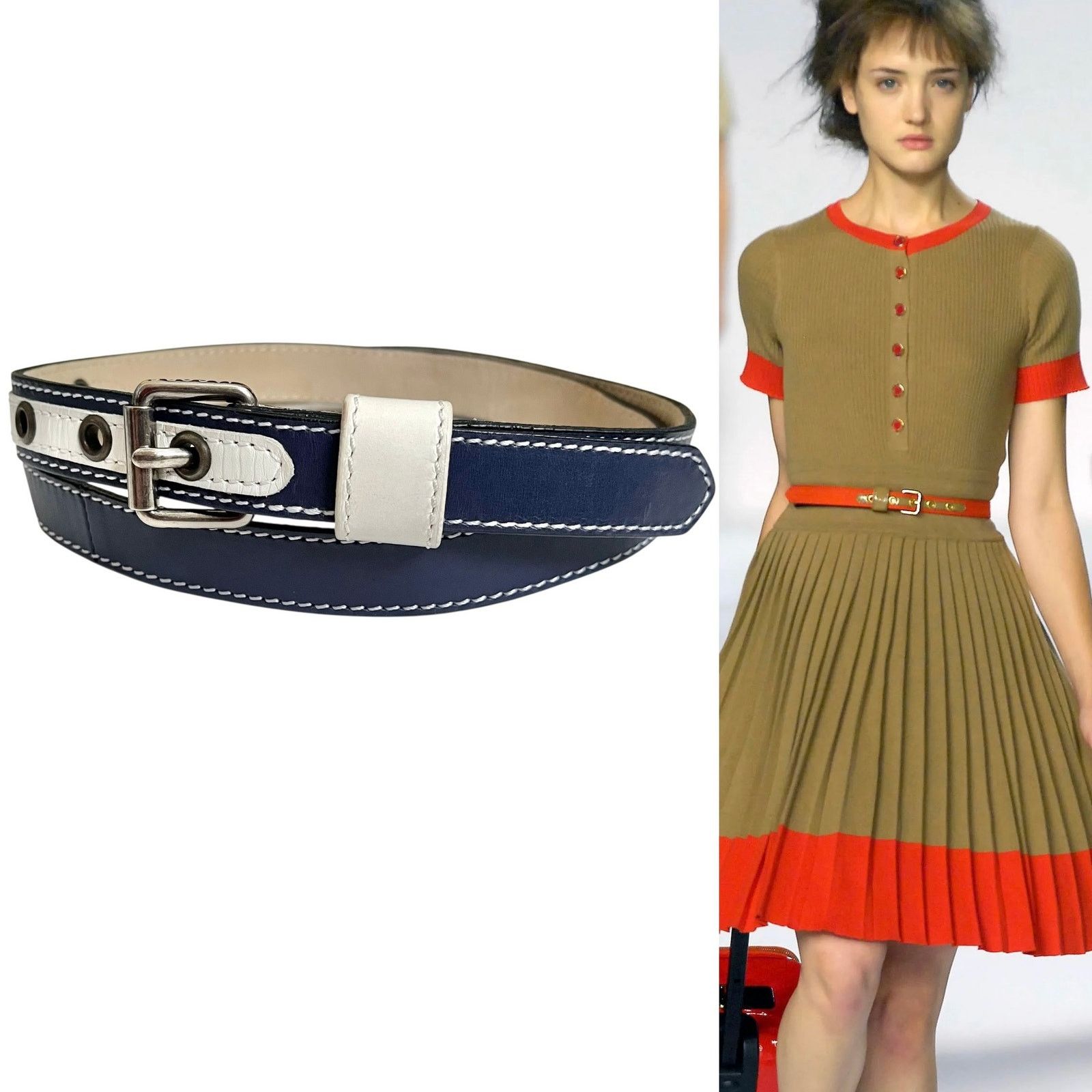 Marc by Marc Jacobs Marc by Marc Jacobs Fall 2008 Colorblock Leather Slim Belt Size ONE SIZE - 1 Thumbnail