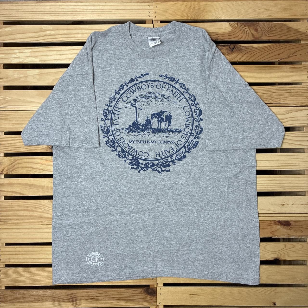 Gildan Cowboys of Faith Gray Y2K Western Jesus Tee Size Large Size US L / EU 52-54 / 3 - 1 Thumbnail