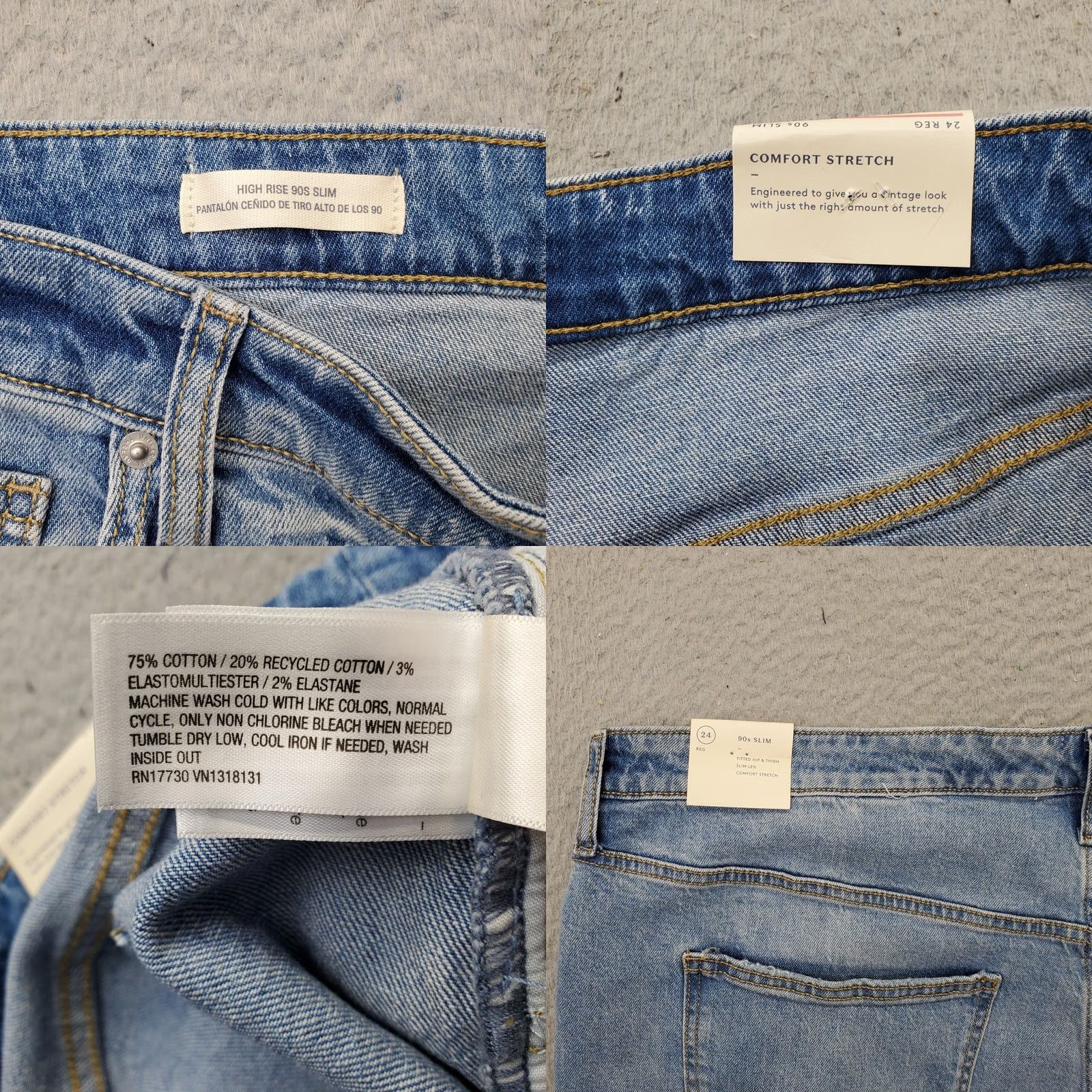 Vintage Universal Thread Skinny Jeans Women 24/R Blue Denim High Rise Stretch 5-Pocket Size 42" / US 20 - 8 Thumbnail