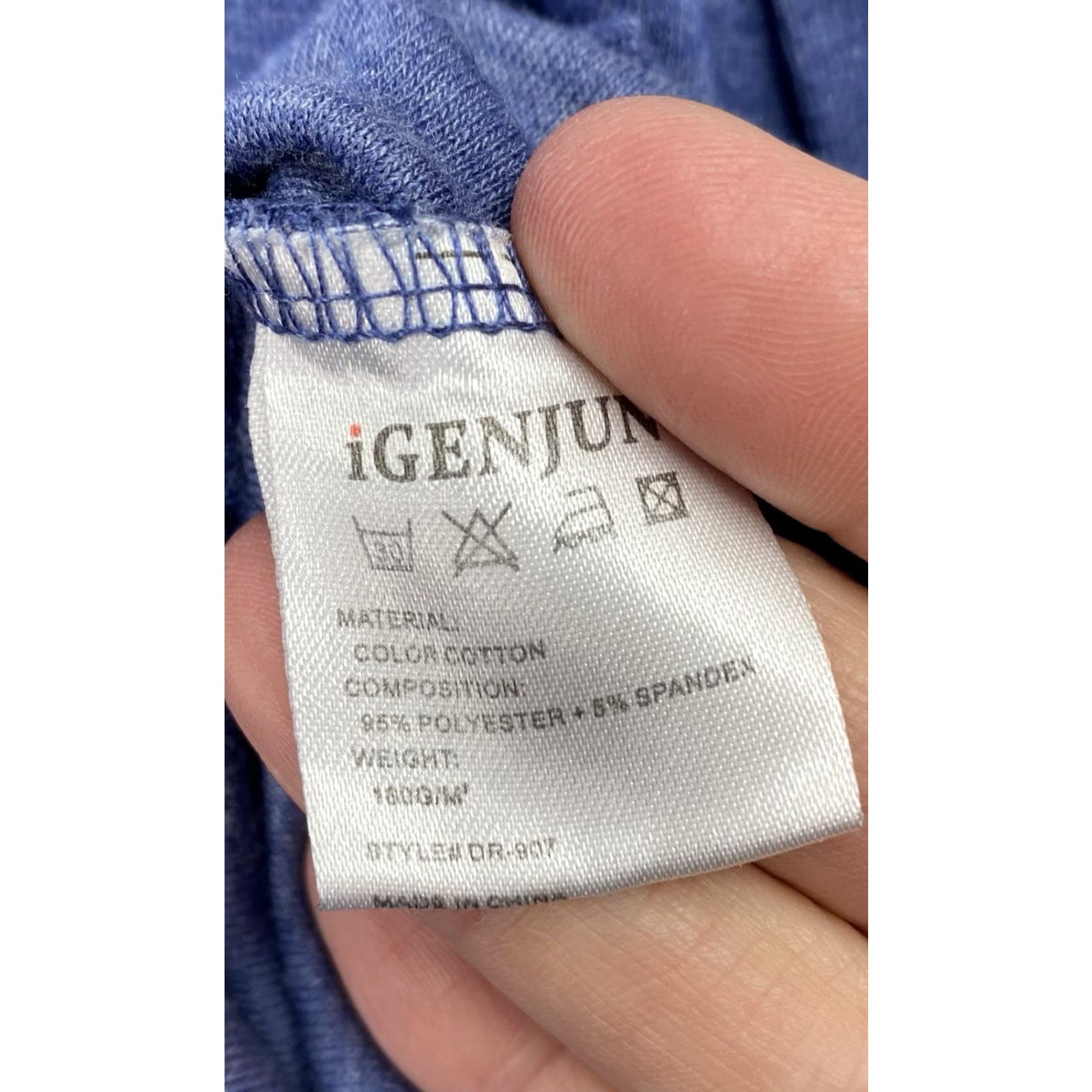Vintage iGENJUN Dress Womens XL Blue Button Detail Asymmetrical Long Sleeve Knit Stretch Size XL / US 12-14 / IT 48-50 - 6 Thumbnail