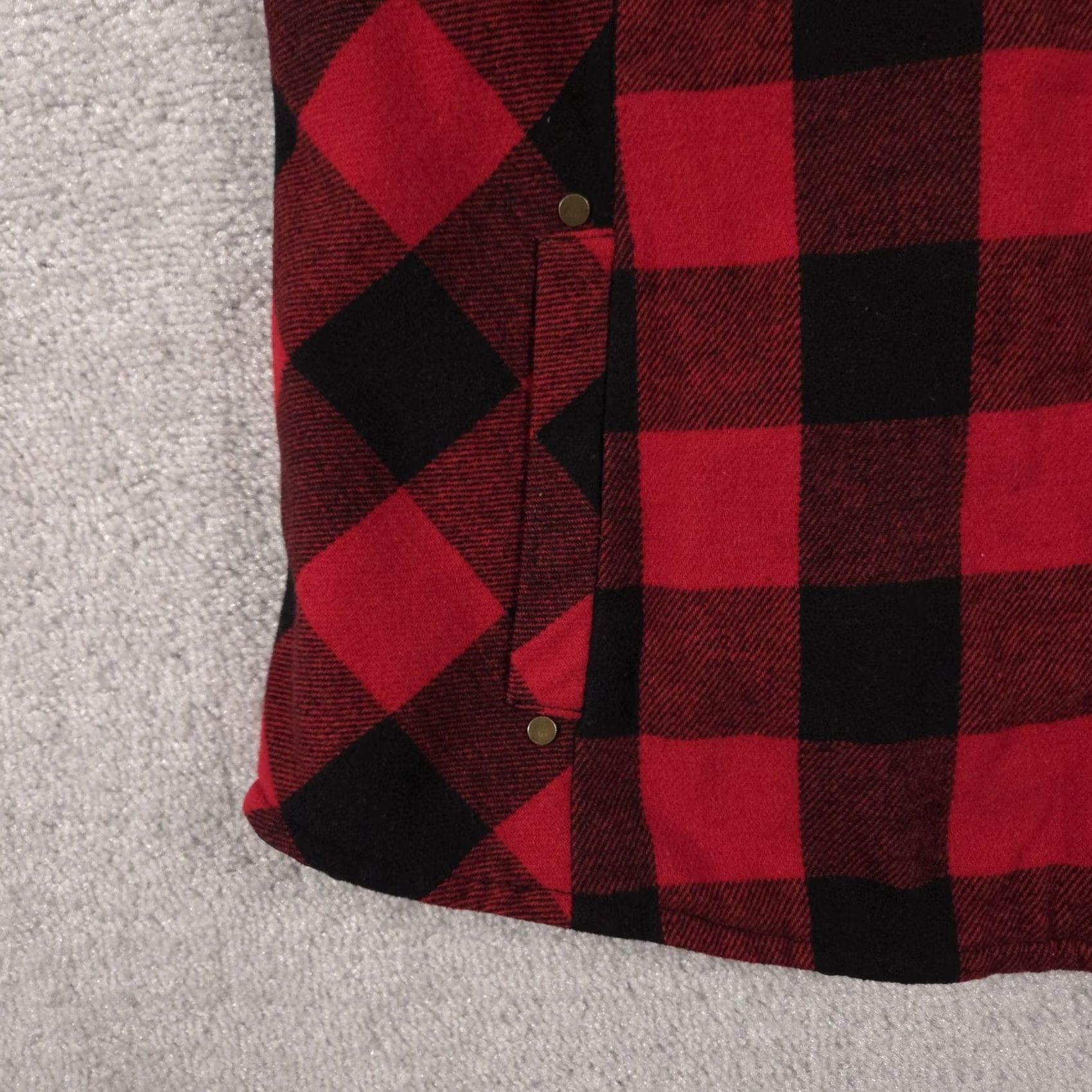 Vintage Maurices Vest Womens XXL Red Black Buffalo Plaid Olive Quilted Yoke Zip Pockets Size XXL / US 16-18 / IT 52-54 - 4 Thumbnail