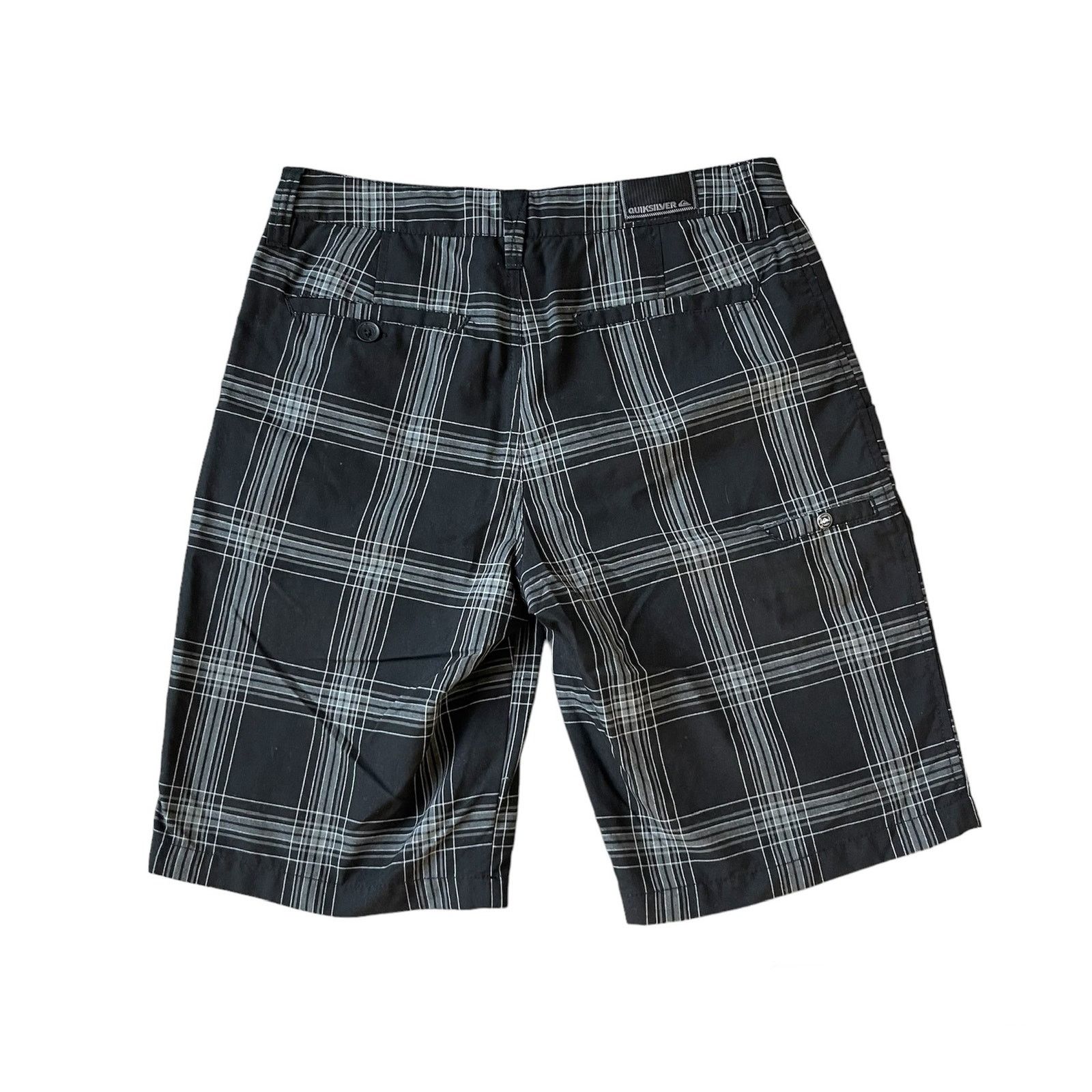 Quiksilver Men's Quicksilver Black Gray Plaid Flat Front Casual Shorts Size US 30 / EU 46 - 2 Thumbnail