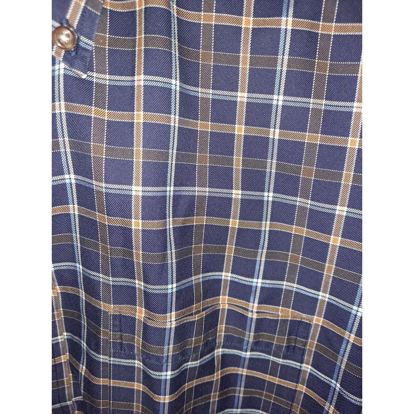 Brooks Brothers Brooks Brothers Blue and Tan Plaid Button Up Shirt Size XL Size US XL / EU 56 / 4 - 4 Thumbnail