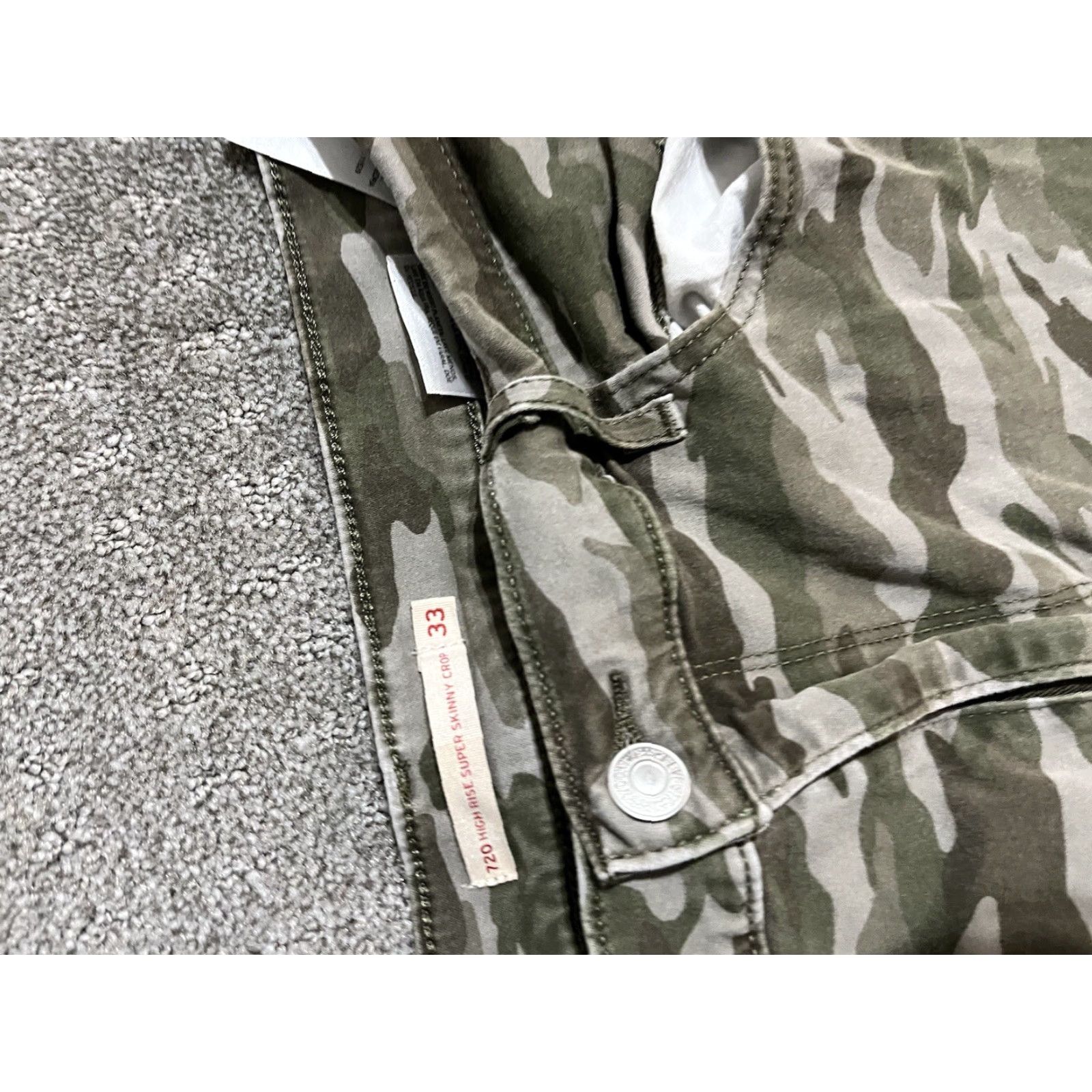Levi's Levis 720 Jeans Womens 33 Green Camo High Rise Super Skinny Crop Denim Size 24" / US 00 / IT 34 - 6 Thumbnail