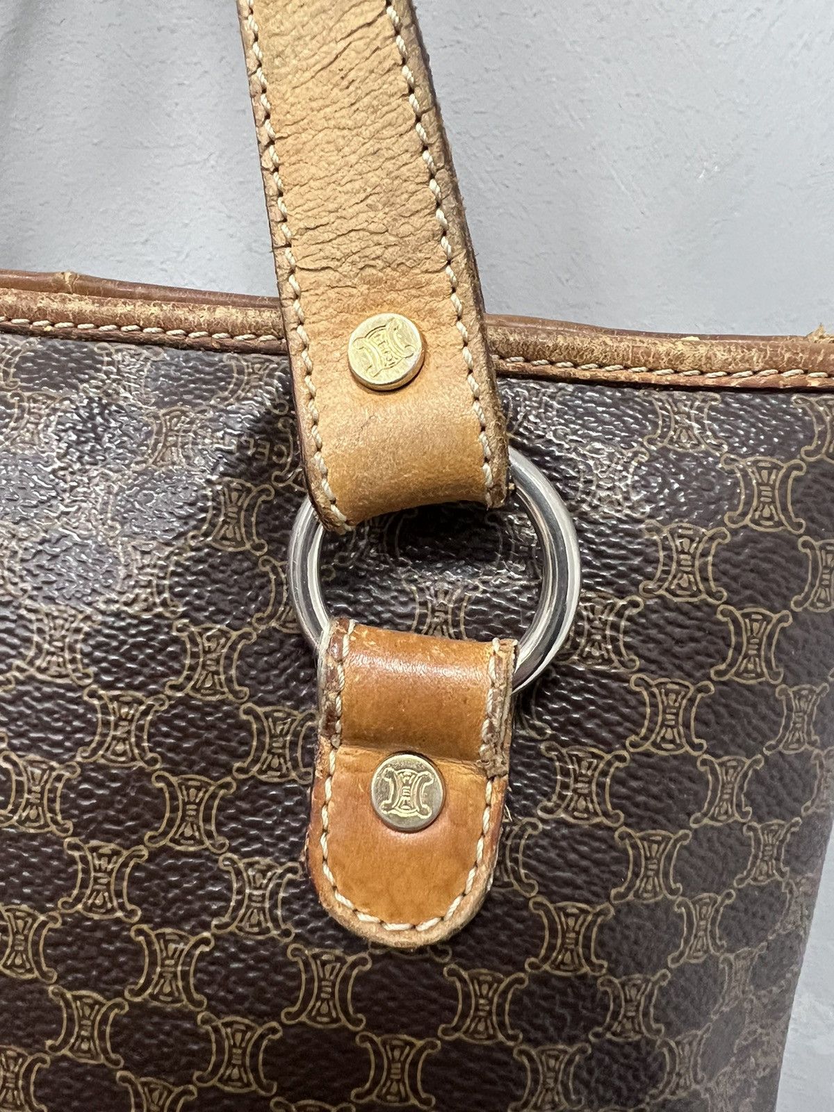 Celine × Vintage Authentic MONOGRAM LEATHER Vintage CELINE Bag MINI Size ONE SIZE - 5 Thumbnail