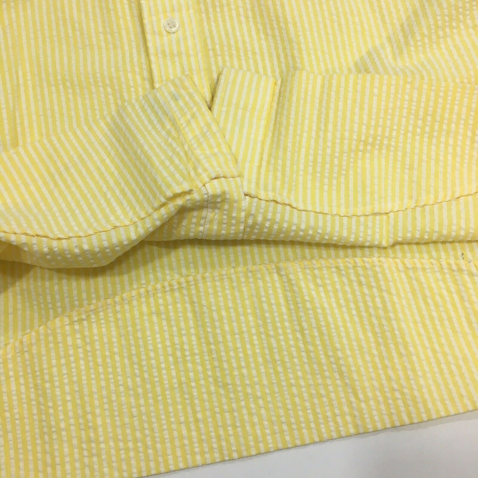 Bert Pulitzer Vtg Bert Pulitzer Yellow White STRIPE SEERSUCKER Shirt Size US L / EU 52-54 / 3 - 5 Thumbnail