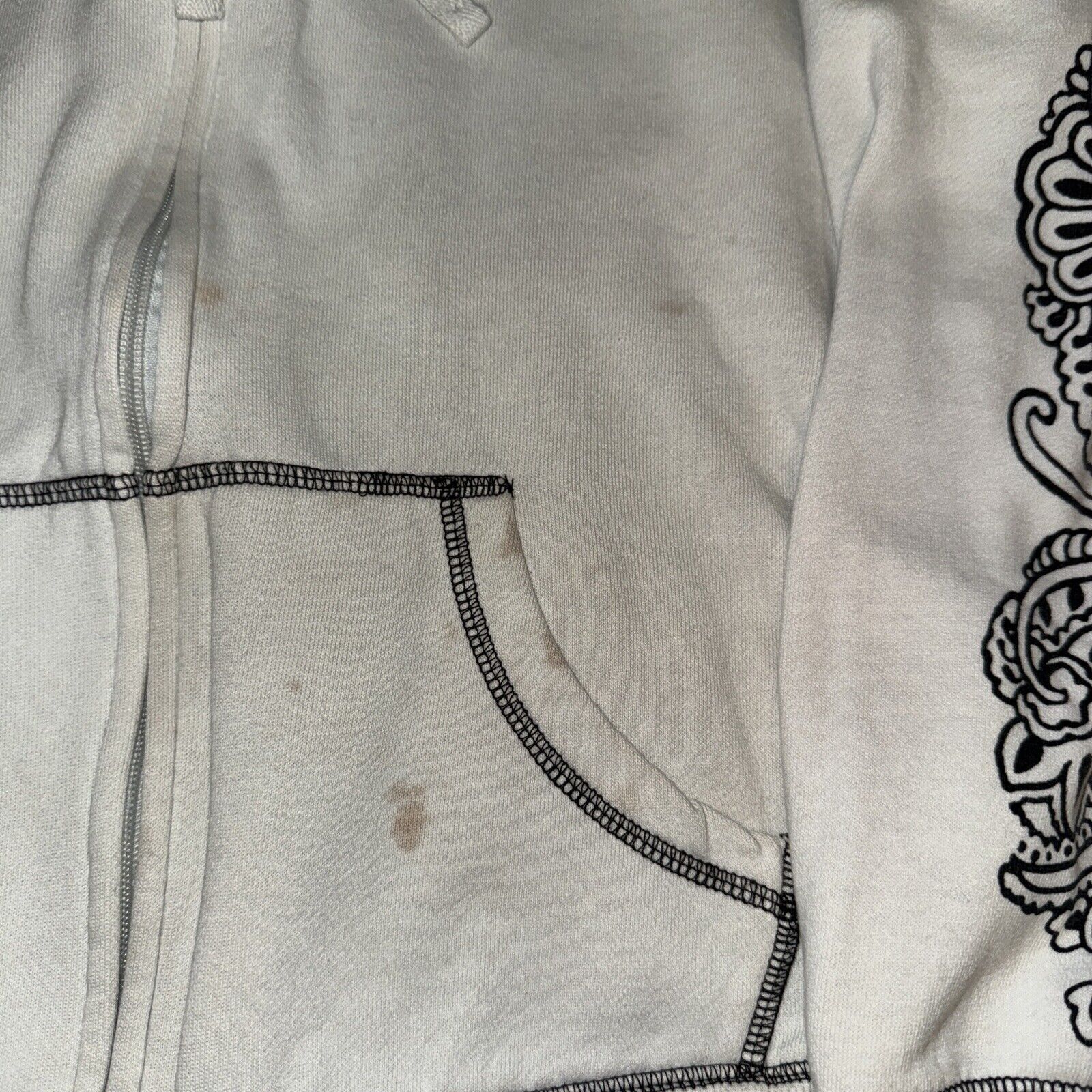 Japanese Brand × Vintage Made For Life Full Zip Up Hoodie White Paisley XL 22x24￼ Size XL / US 12-14 / IT 48-50 - 2 Thumbnail