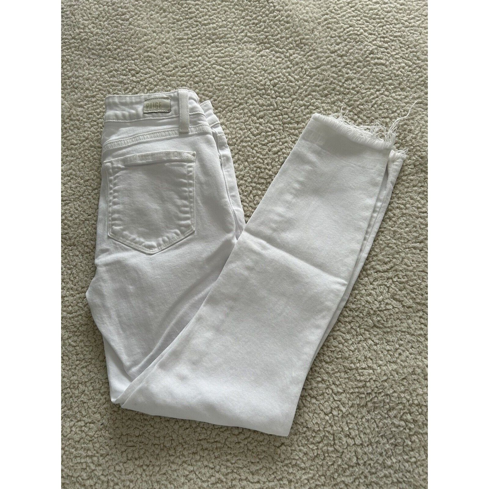 Paige Womens Verdugo Crop Raw Hem Low Rise in Ultra White Si