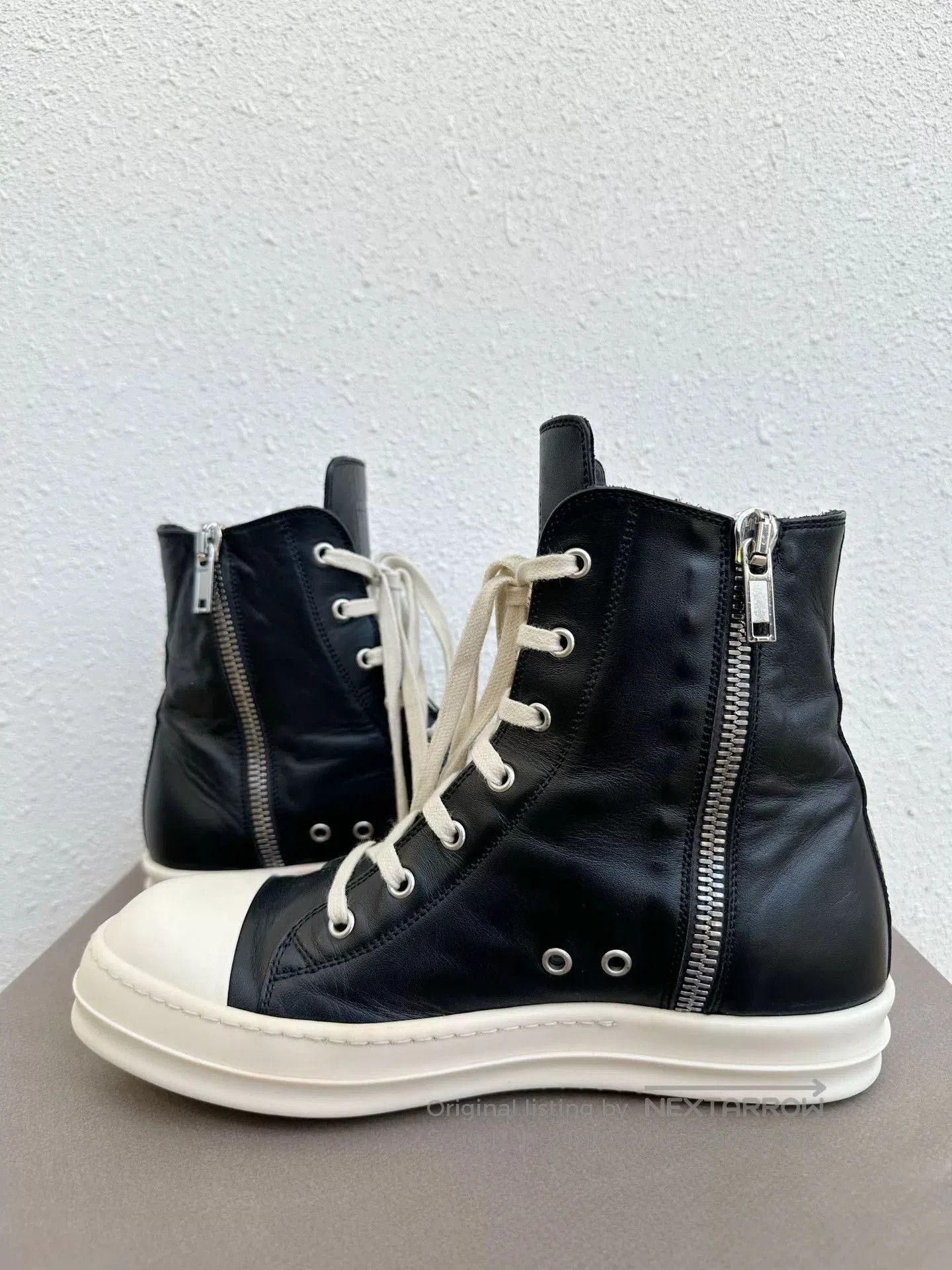 Rick Owens Rick Owens High-Top Leather Black White. Size US 7 / EU 40 - 5 Thumbnail