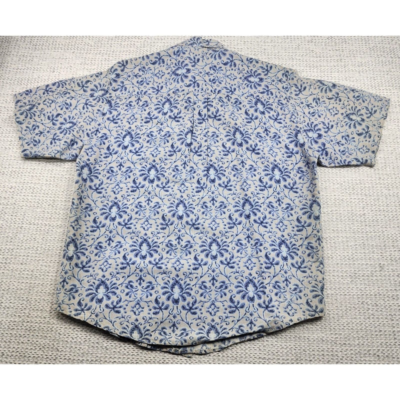 Bugle Boy VINTAGE Bugle Boy Company Shirt Mens Medium Beige Blue Floral Short Sleeve Button Up Size US M / EU 48-50 / 2 - 6 Thumbnail