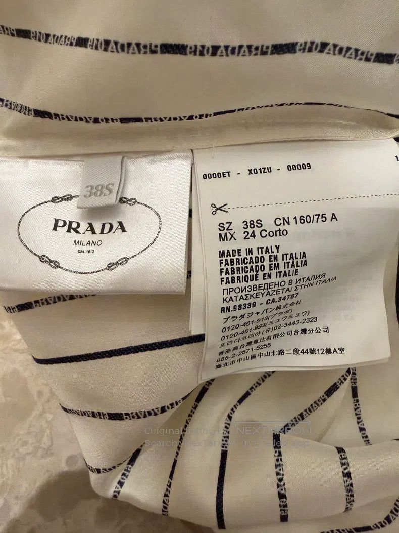 Prada Prada White vertical striped letter bullet screen cotton l Size XS / US 0-2 / IT 36-38 - 4 Thumbnail