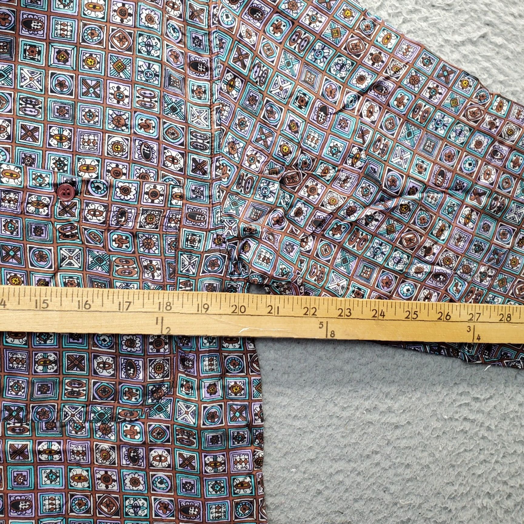 Oleg Cassini Oleg Cassini Shirt Mens Small Multicolor Mosaic Pattern Pocket Collared Button Down Size US S / EU 44-46 / 1 - 7 Thumbnail