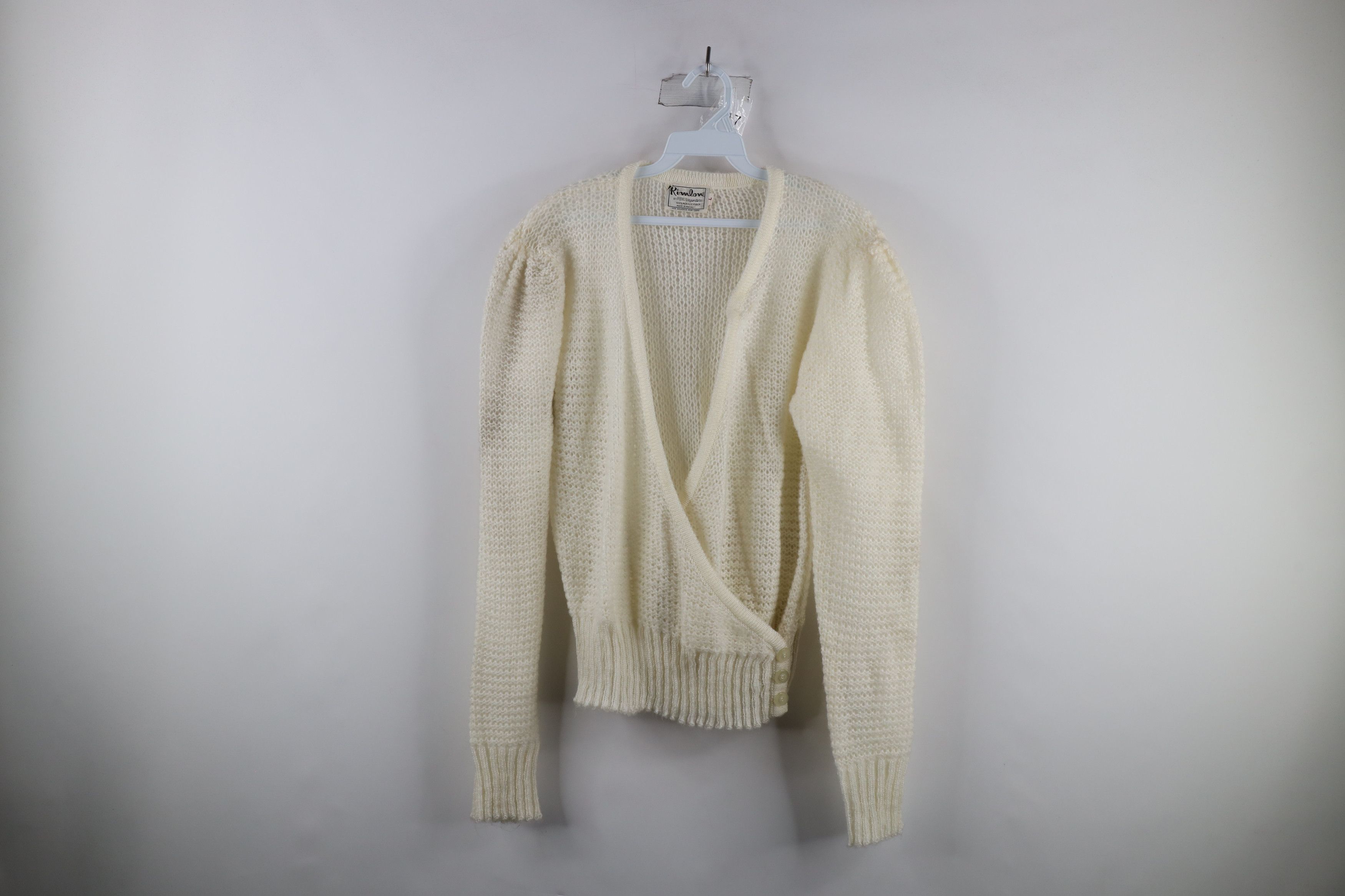 Vintage 70s Streetwear Sheer Knit Cardigan Sweater White