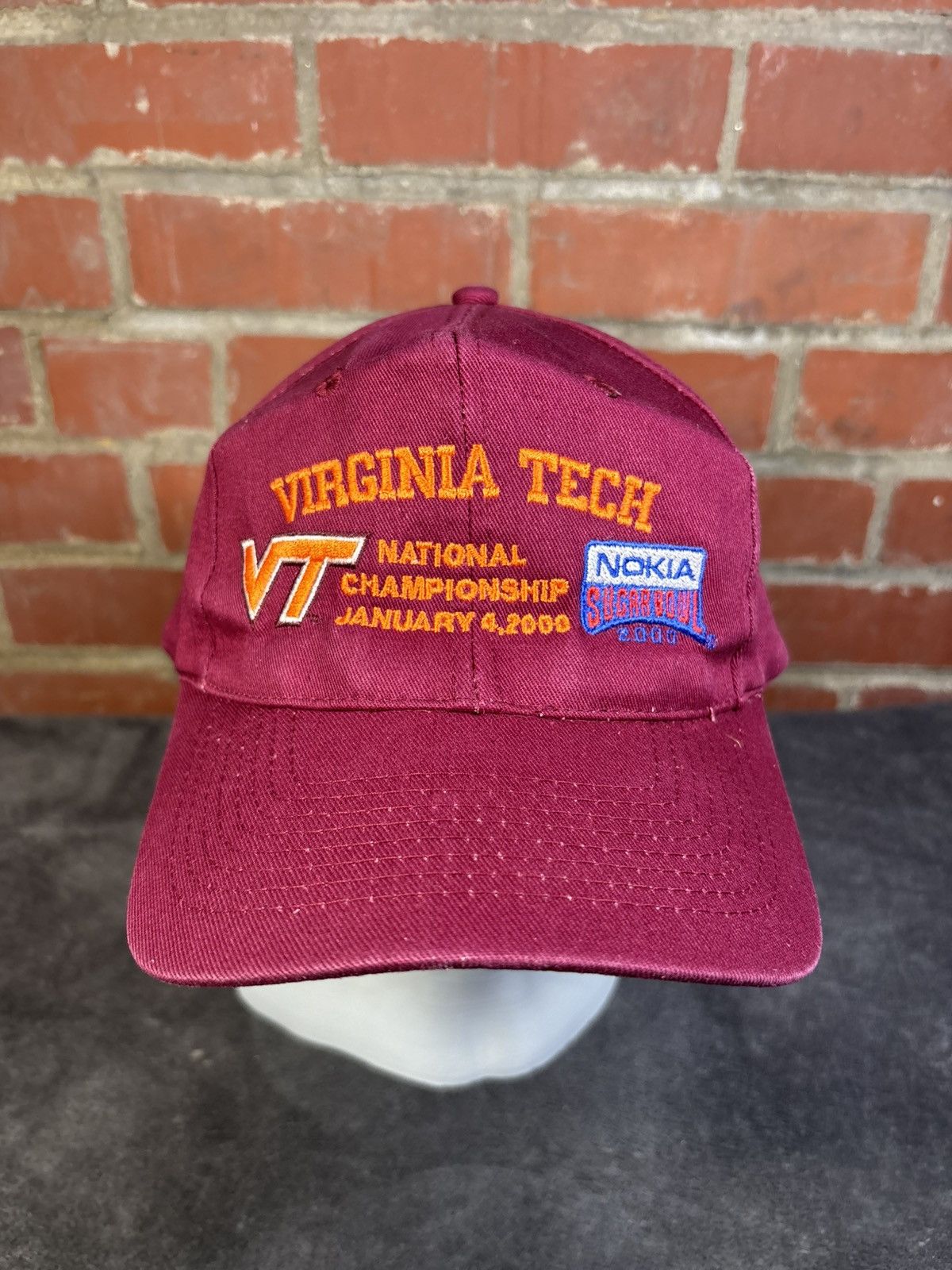 NCAA Vintage Y2K Virginia Tech University Hokies Hat Sugar Bowl Size ONE SIZE - 1 Thumbnail