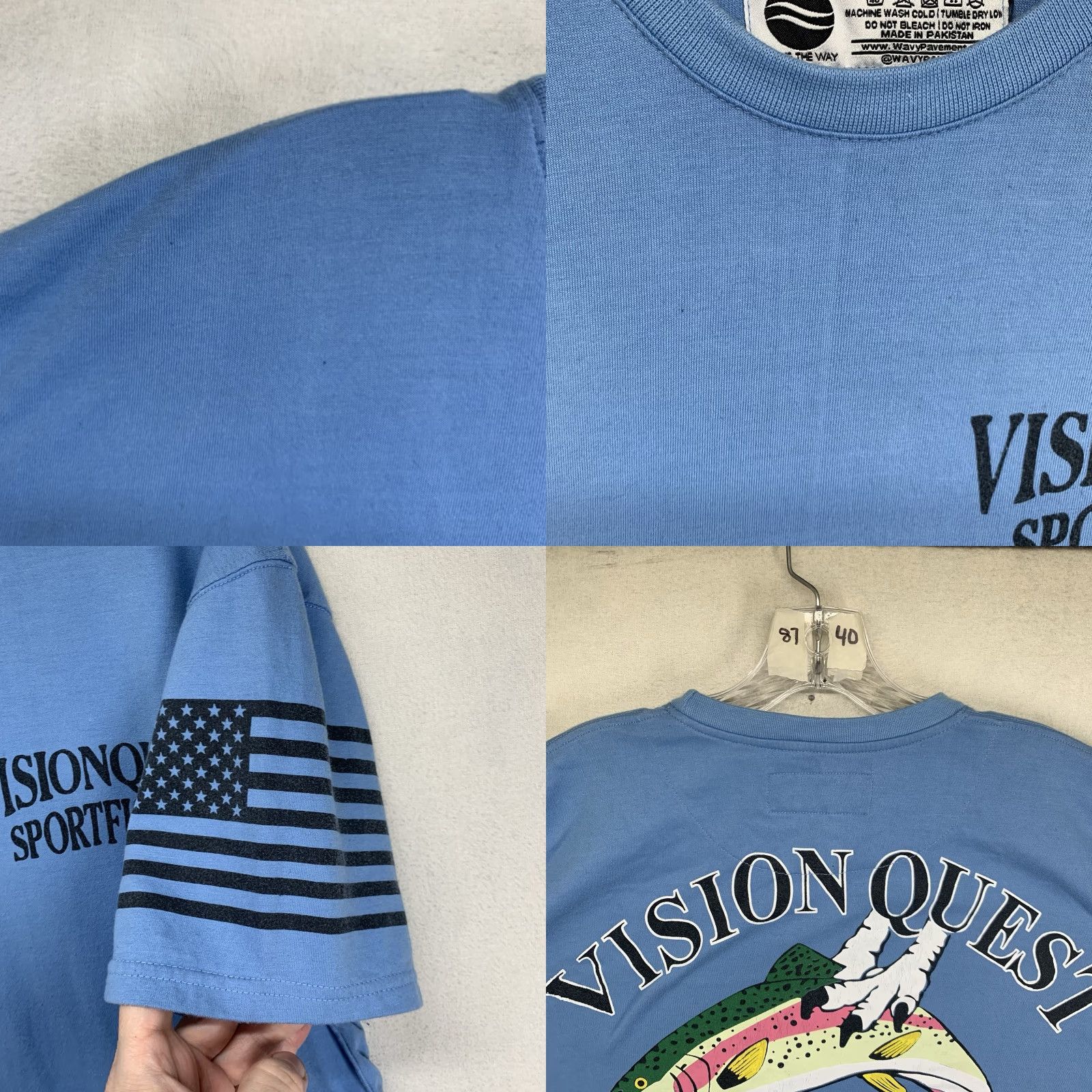 Vintage Vintage Men's Fishing T-Shirt Medium Light Blue Crew Neck Short Sleeve Graphic Print All Seasons Size US M / EU 48-50 / 2 - 8 Thumbnail
